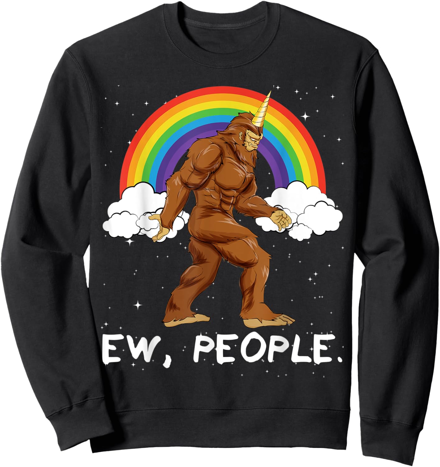 Bigfoot Unicorn Ew People Sasquatch Fantasy Sweatshirt - Sweatshirt | Black