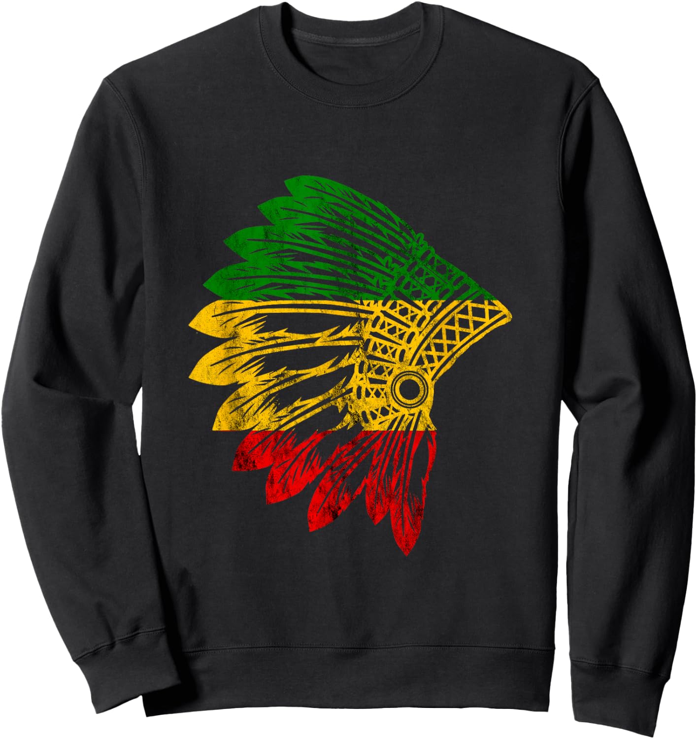 Rasta Reggae Indian Chief Costume Hippie Rastafari Sweatshirt - Sweatshirt | Black