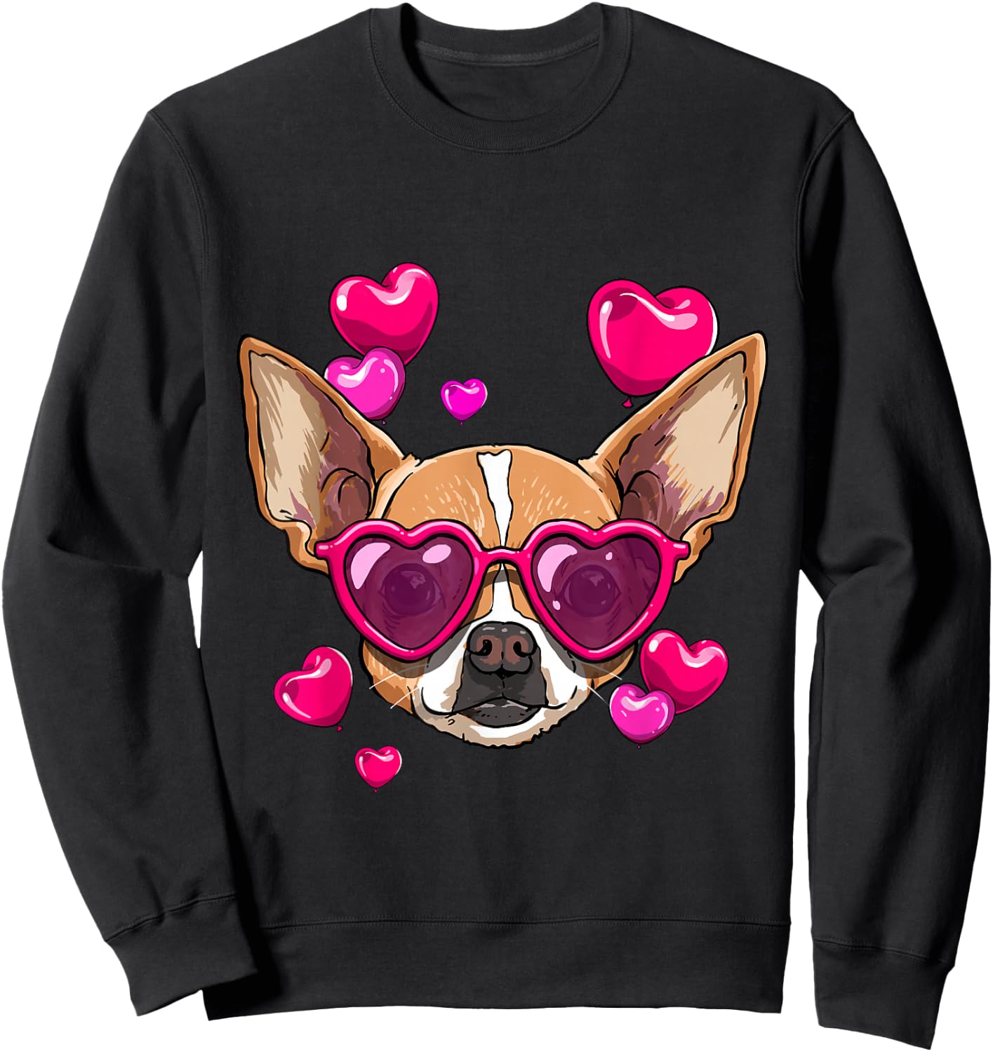 Valentines Chihuahua Dog Face Chihuahua Lover Owner Sweatshirt - Sweatshirt | Black
