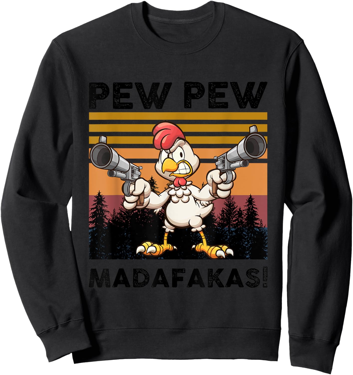 PEW Madafakas Turkey With Gun Retro Vintage Thanksgiving Sweatshirt - Sweatshirt | Black
