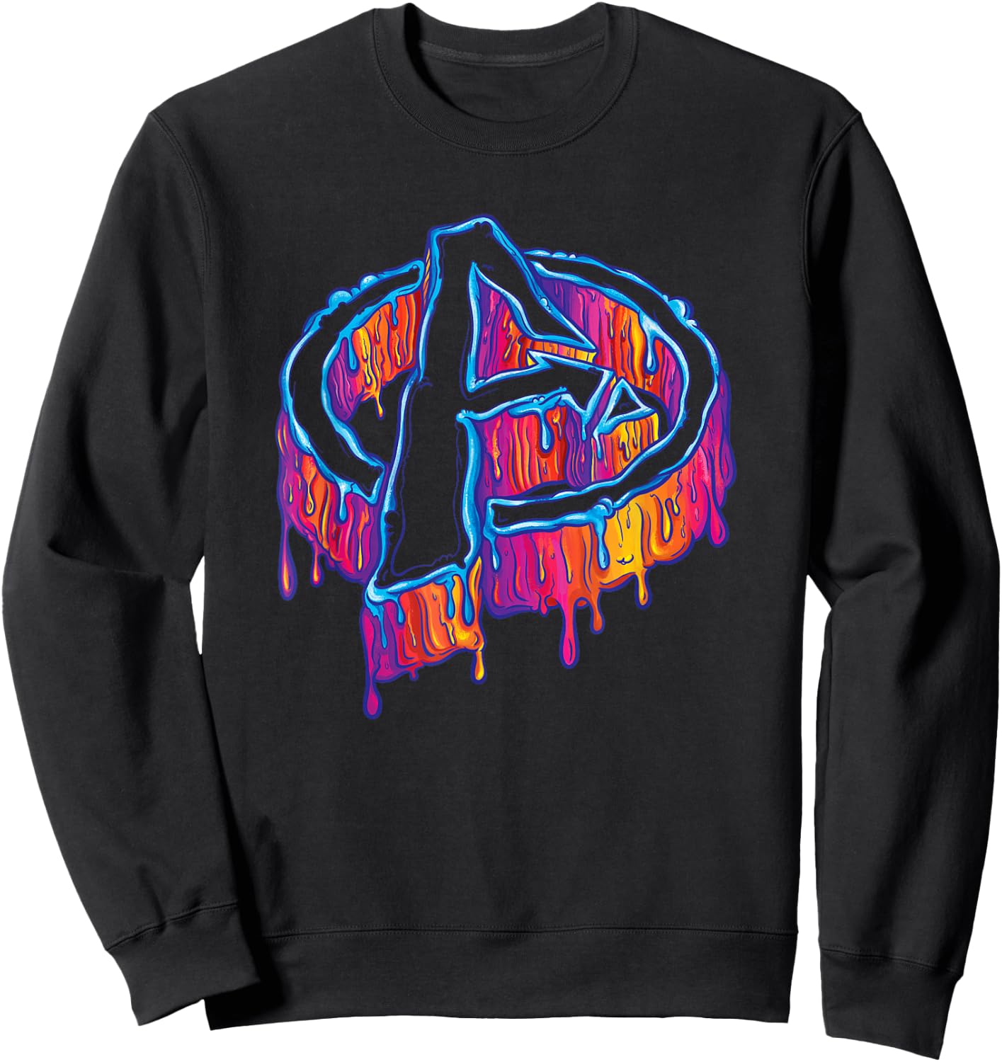 Marvel Avengers A Logo Melting Paint Drip Sweatshirt - Sweatshirt | Black