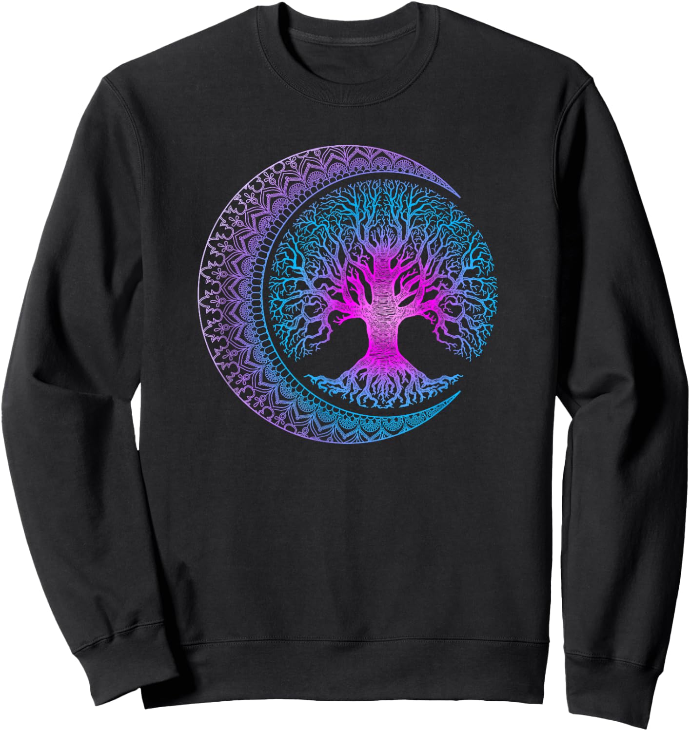 Tree of Life Cresent Moon Phases Mandala Yoga Gift Sweatshirt - Sweatshirt | Black