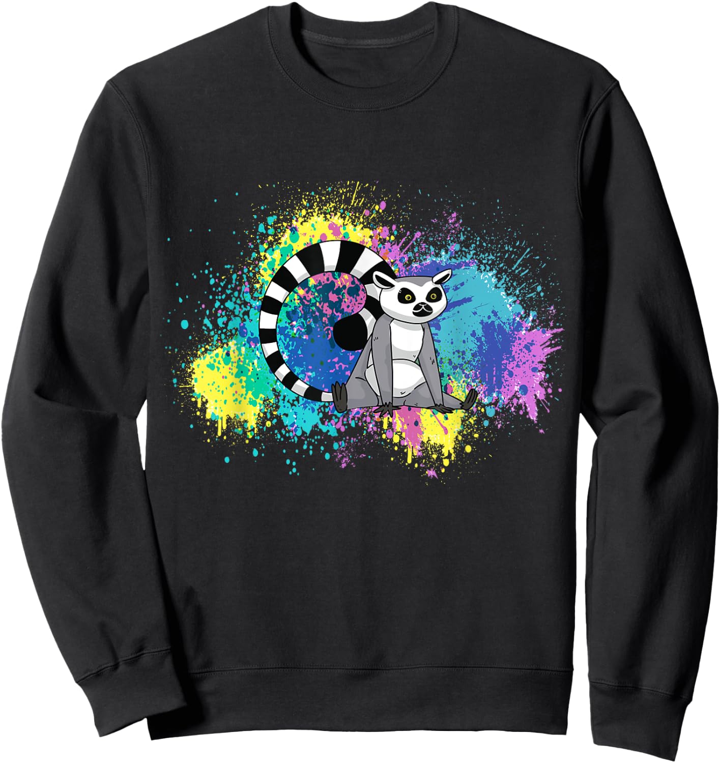 Lemur Funny Lemur Lover Abstract Color Madagascar Animal Sweatshirt - Sweatshirt | Black