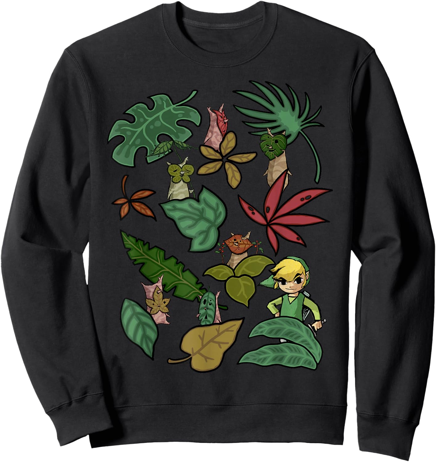 The Legend of Zelda: The Wind Waker Link Plant Life Jumble Sweatshirt - Sweatshirt | Black