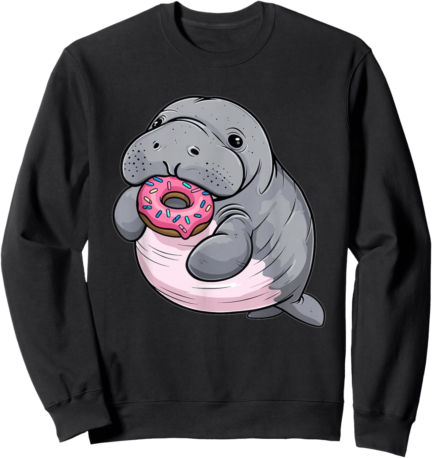 Cute Donut Manatee Sweatshirt - Sweatshirt | Black