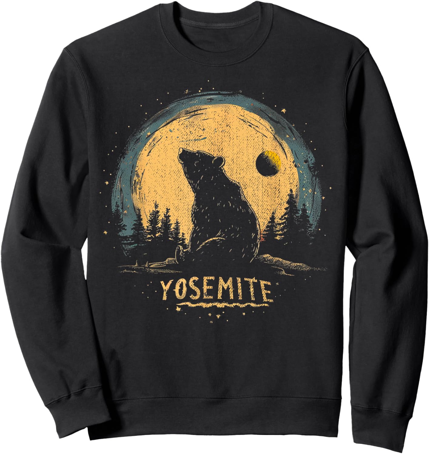 Yosemite - US National Park Vintage Men Women Kids Retro Sweatshirt - Sweatshirt | Black