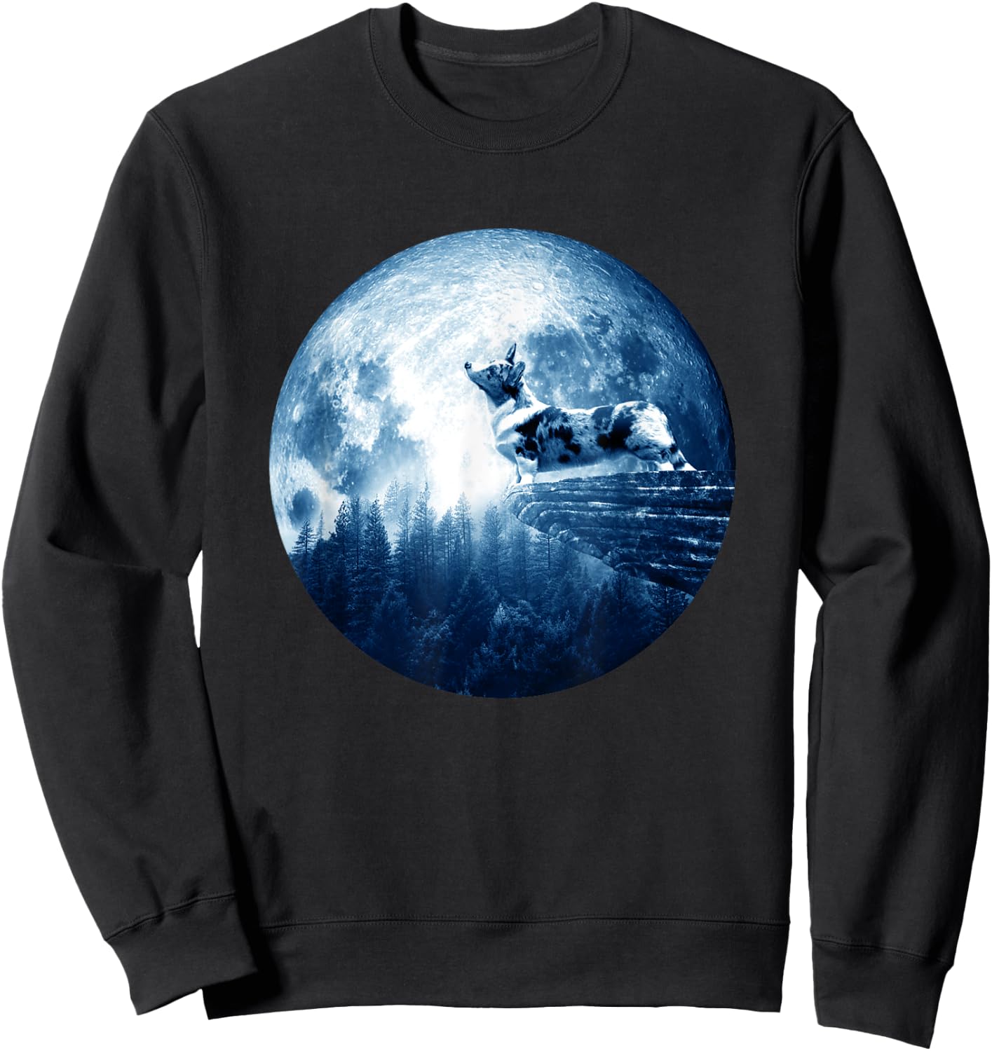 Cardigan Welsh Corgi Dog Moon Dog Mom Dad Dog Lovers Sweatshirt - Sweatshirt | Black