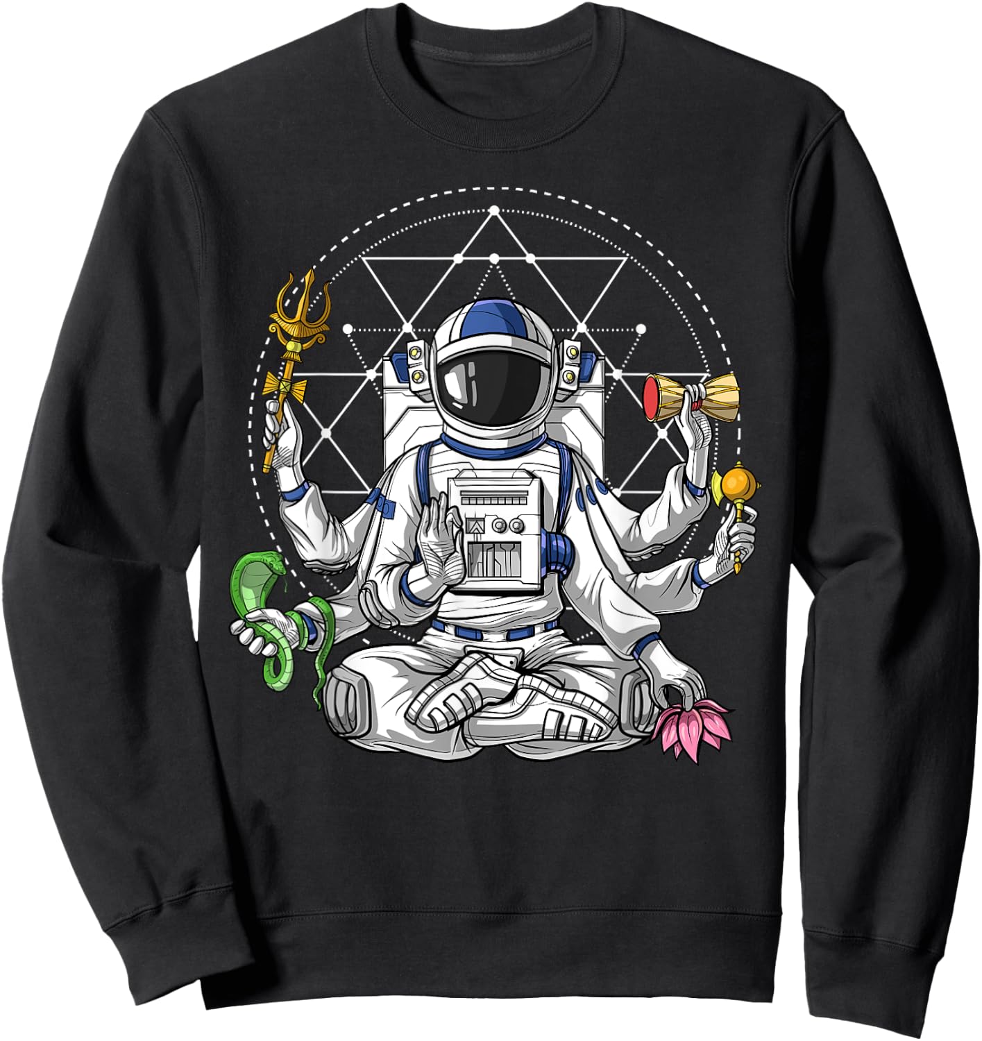 Psychedelic Astronaut Shiva Hindu God Spiritual Meditation Sweatshirt - Sweatshirt | Black