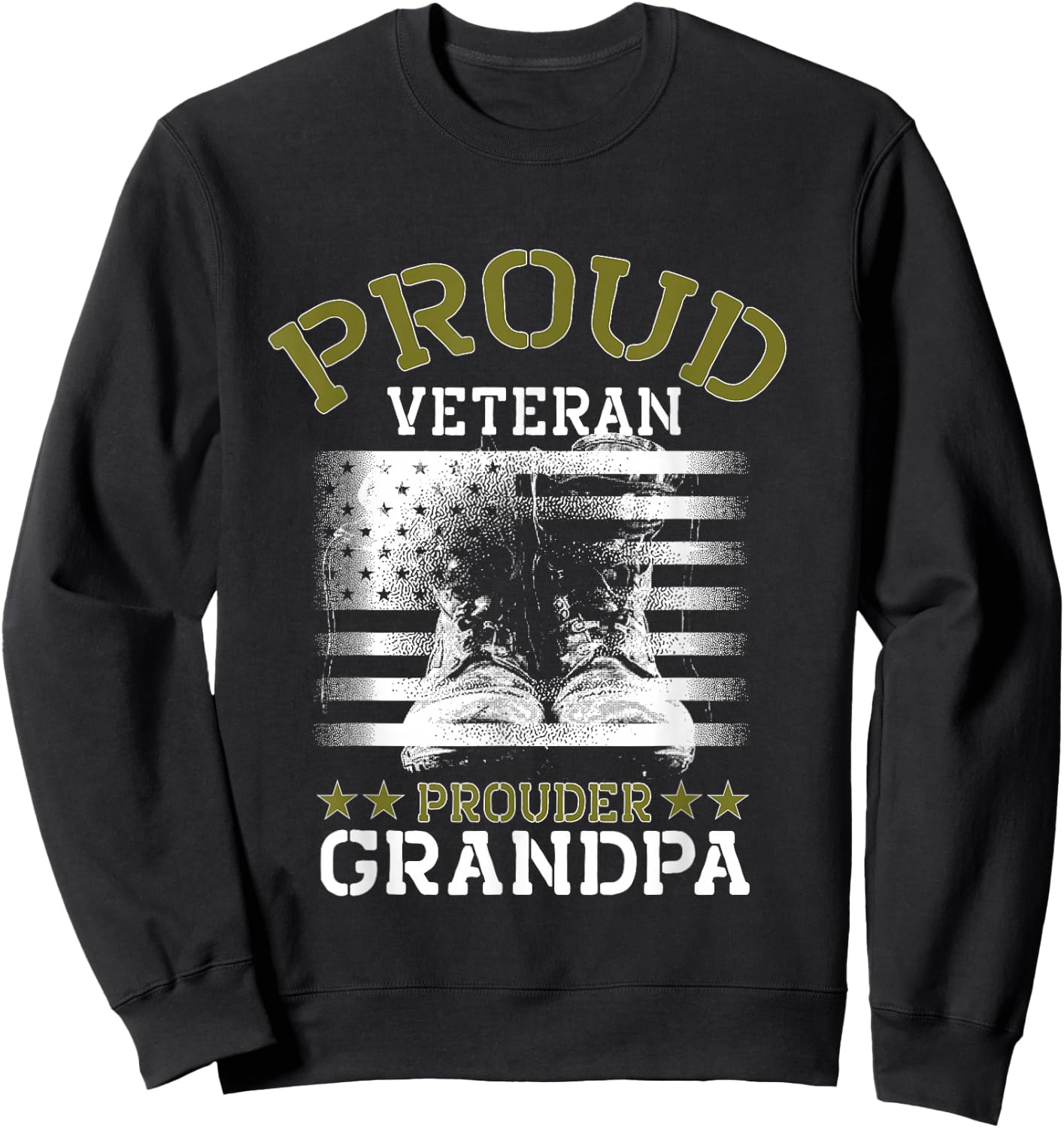 Grandpa Proud Veteran - Grandpa Veteran Grandfather Gift Sweatshirt - Sweatshirt | Black