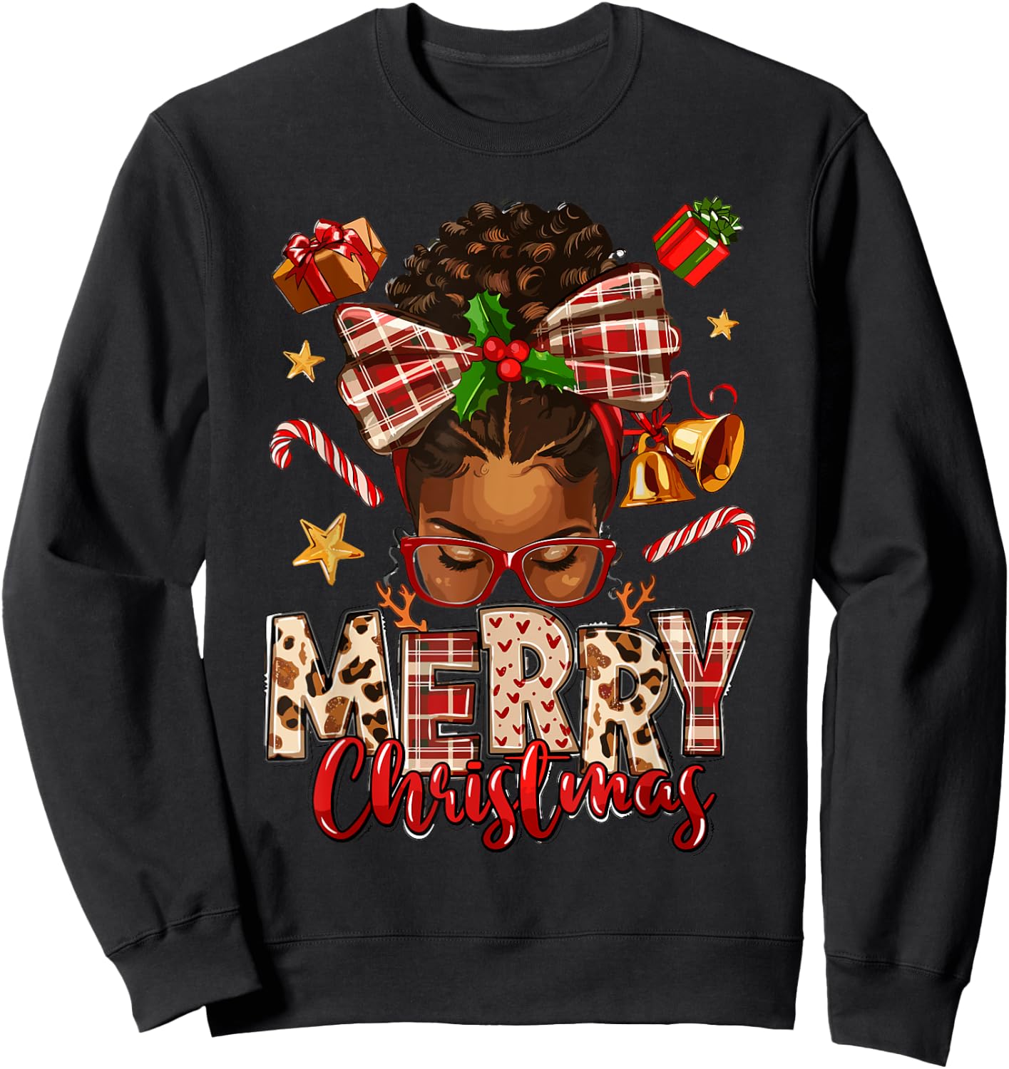 African American Christmas African Black Women Mom Xmas Sweatshirt - Sweatshirt | Black