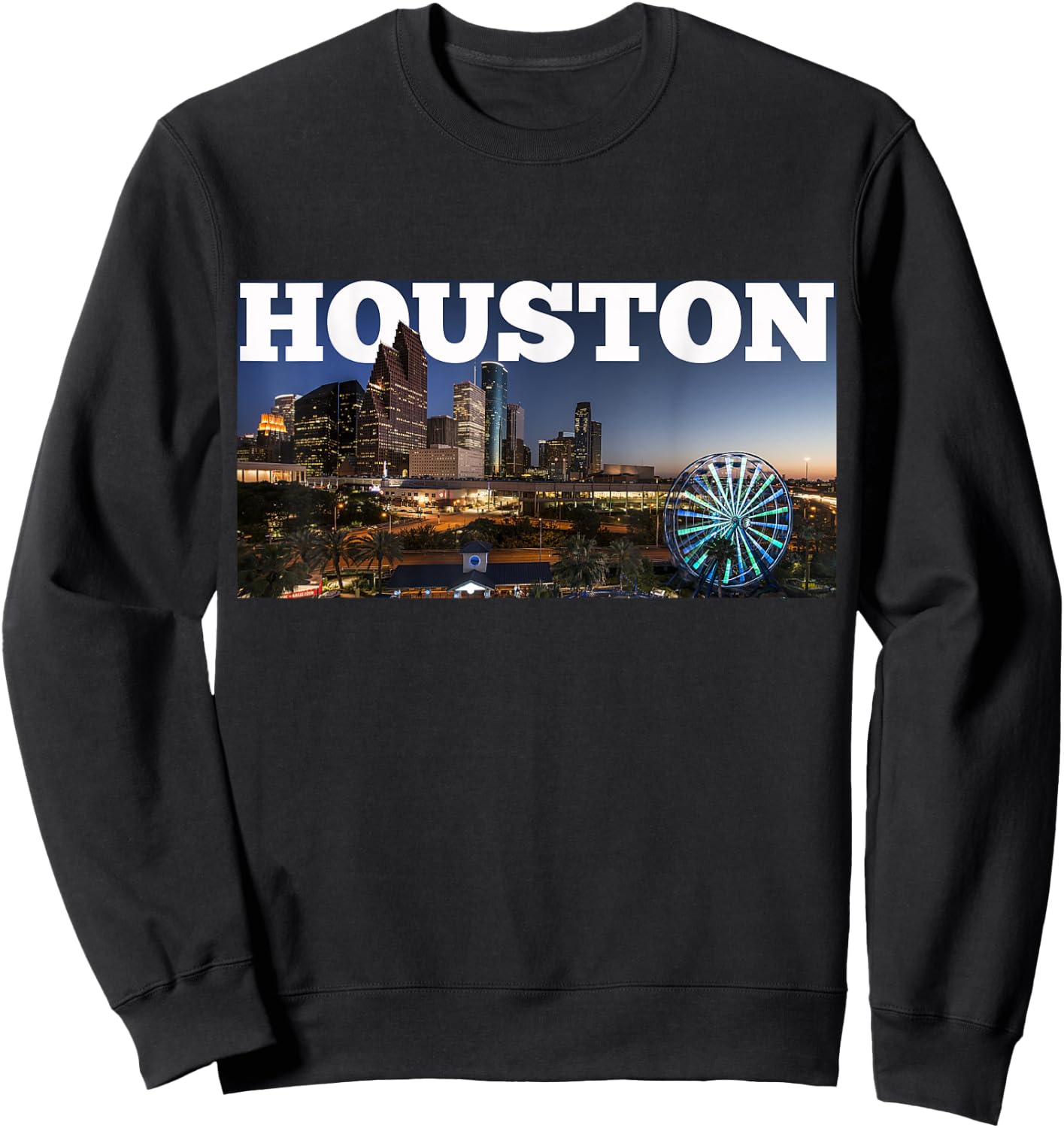 Houston City Skyline - Downtown Cityscape Photo Souvenir Sweatshirt - Sweatshirt | Black