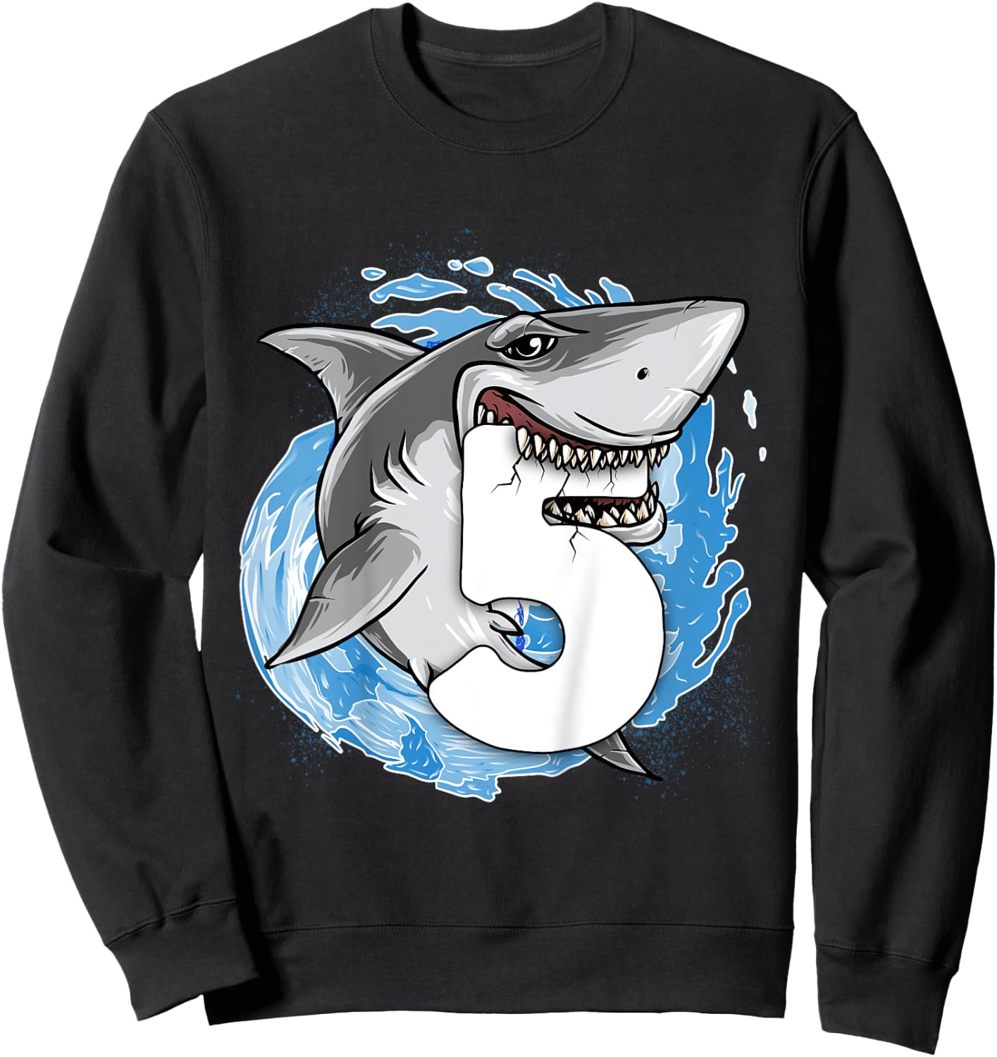 Kids Shark 5th Birthday Boy 5 year old Shark Theme Party 5 Shark Sweatshirt - Sweatshirt | Black