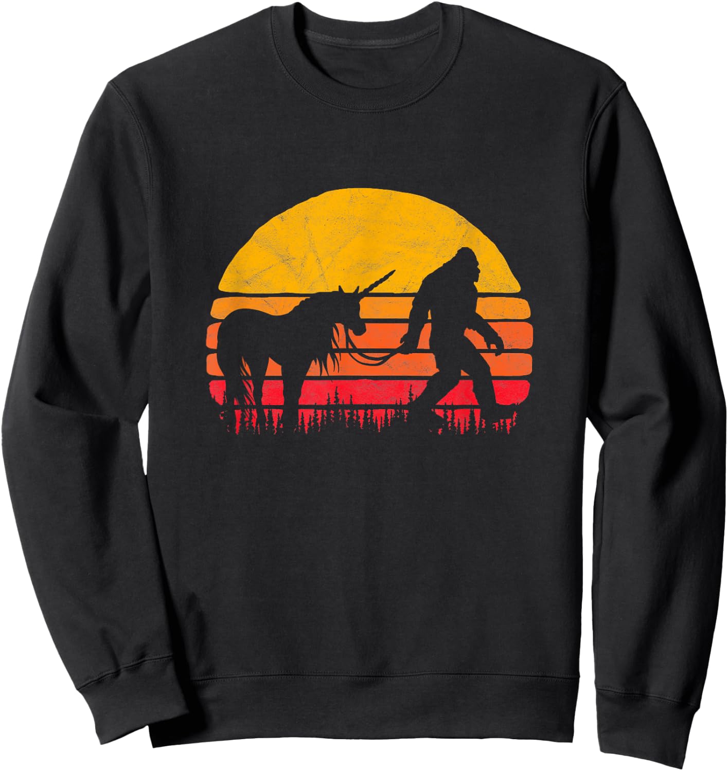 Bigfoot UFO Believer 2001 Funny Bigfoot / Sasquatch & Unicorn Retro Legends! Sweatshirt - Sweatshirt | Black