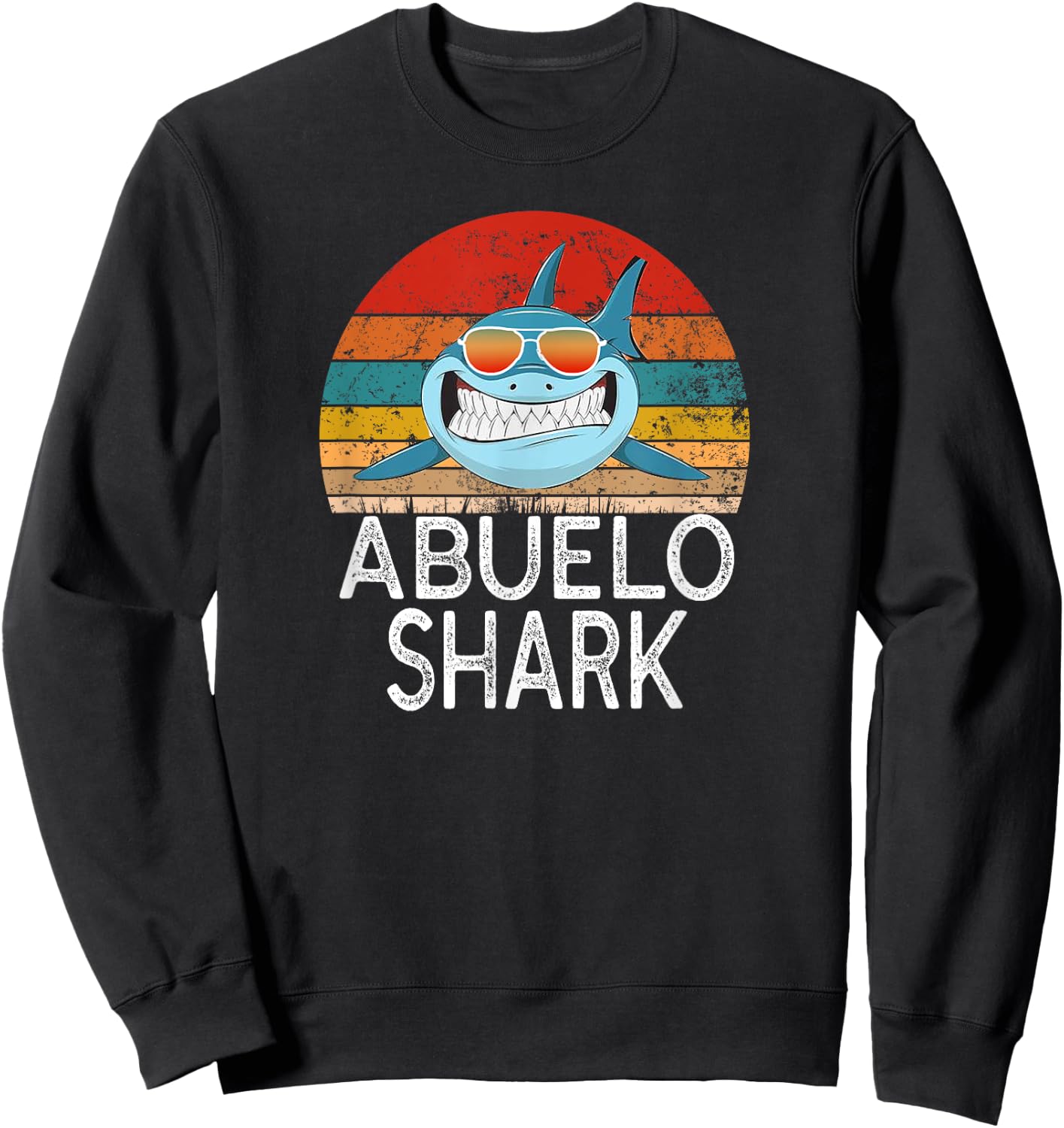 Abuelo Shark Funny Spanish Grandpa Vintage Sweatshirt - Sweatshirt | Black