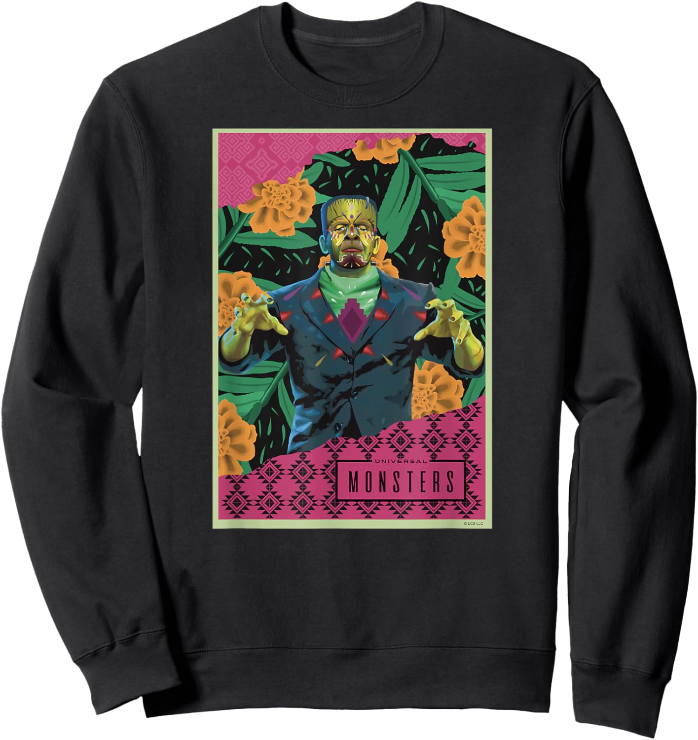 Universal Monsters Frankenstein Día De Los Muertos Sweatshirt - Sweatshirt | Black