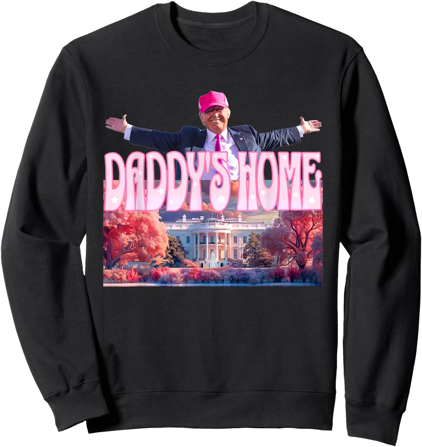 Trump 2024 Daddys Home Funny Trump Pink Take America Back Sweatshirt - Sweatshirt | Black