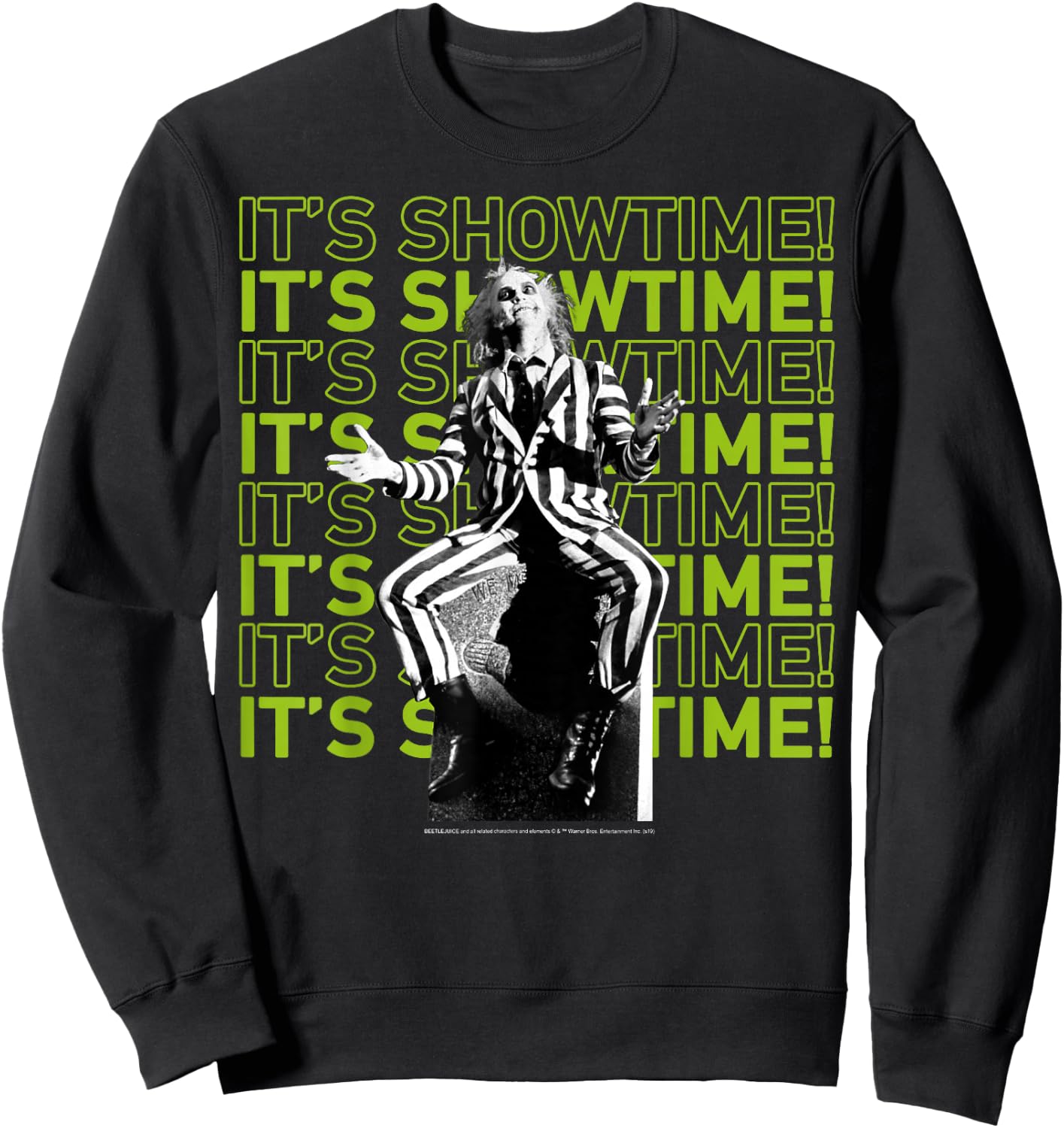 Beetlejuice It's Showtime Text Stack Sweatshirt - Sweatshirt | Black