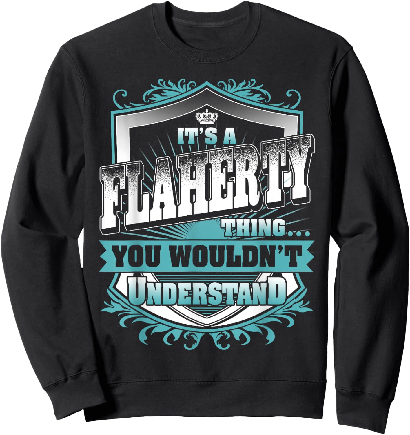 Vintage Classic FLAHERTY Family Apparels -Adult Black Small Sweatshirt - Sweatshirt | Black