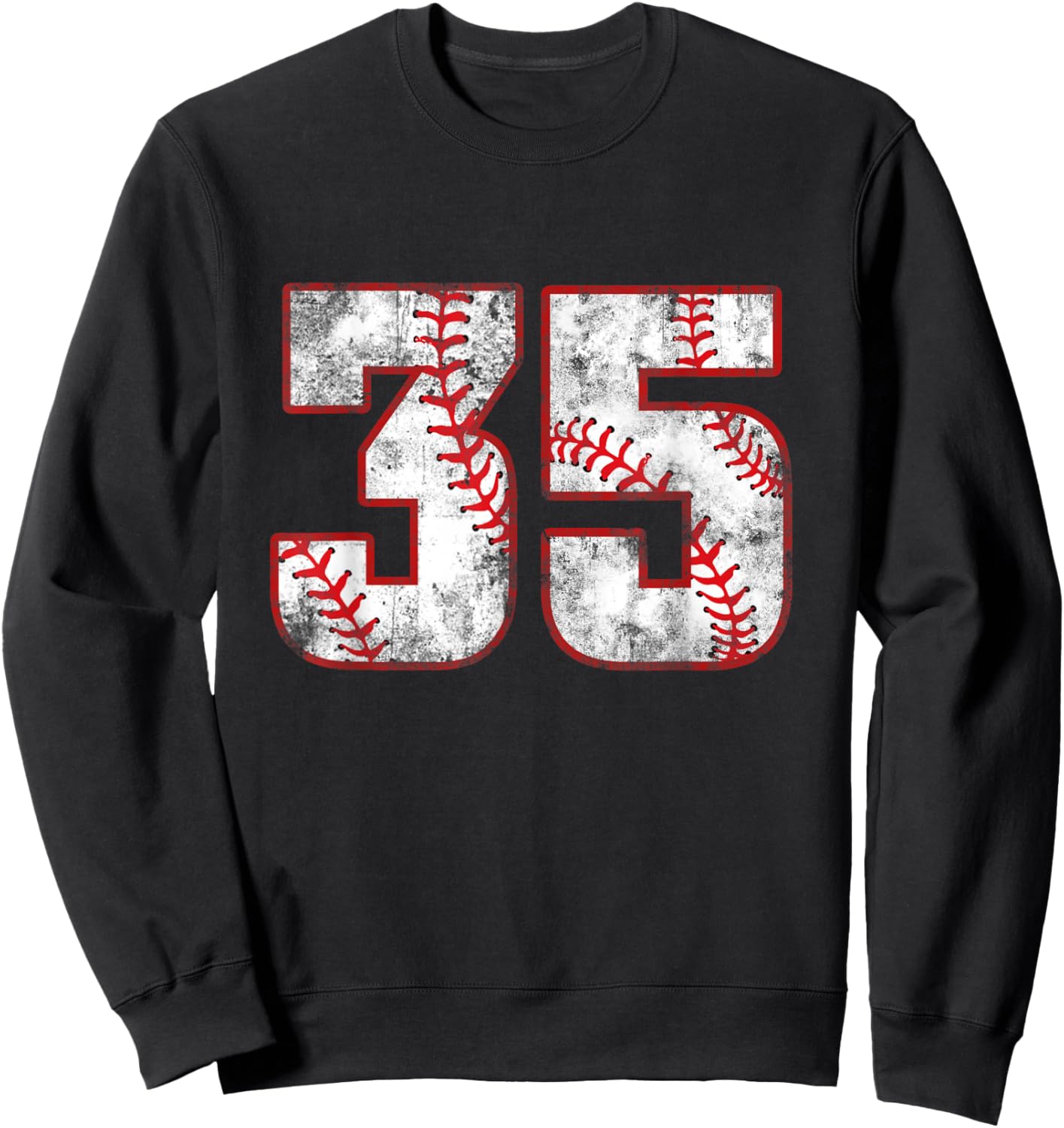 Vintage Baseball 35 Jersey Number Sweatshirt - Sweatshirt | Black