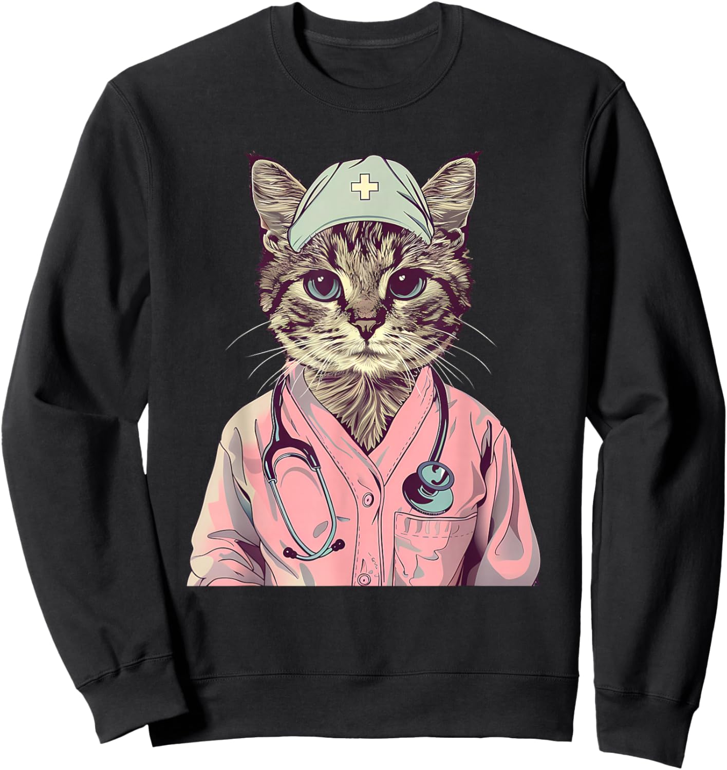 Doctor Cat Lover Nurse Cat Medical Cat Nurse Appreciation Sweatshirt - Sweatshirt | Black