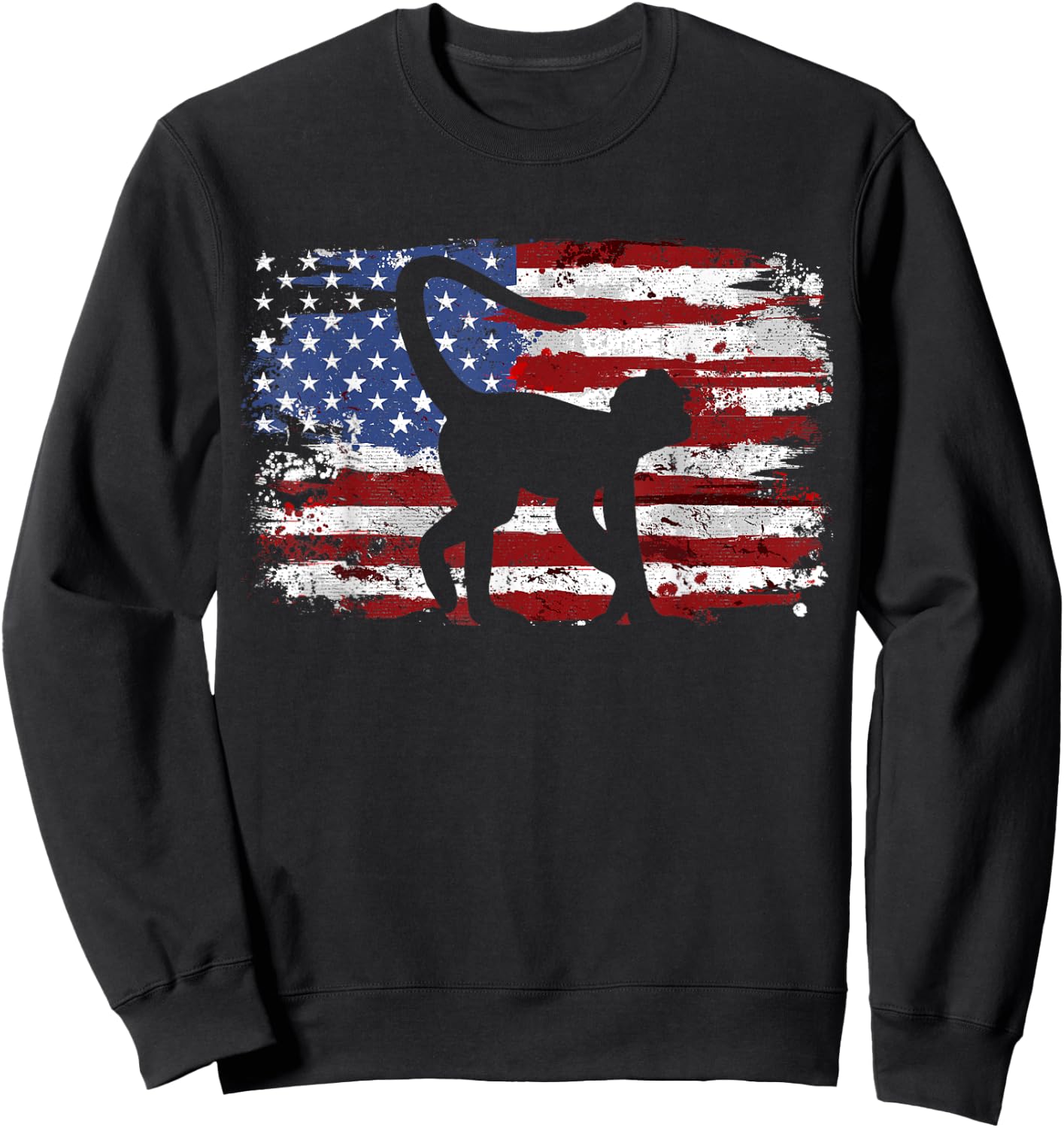 Spider Monkey USA Flag Vintage Sweatshirt - Sweatshirt | Black