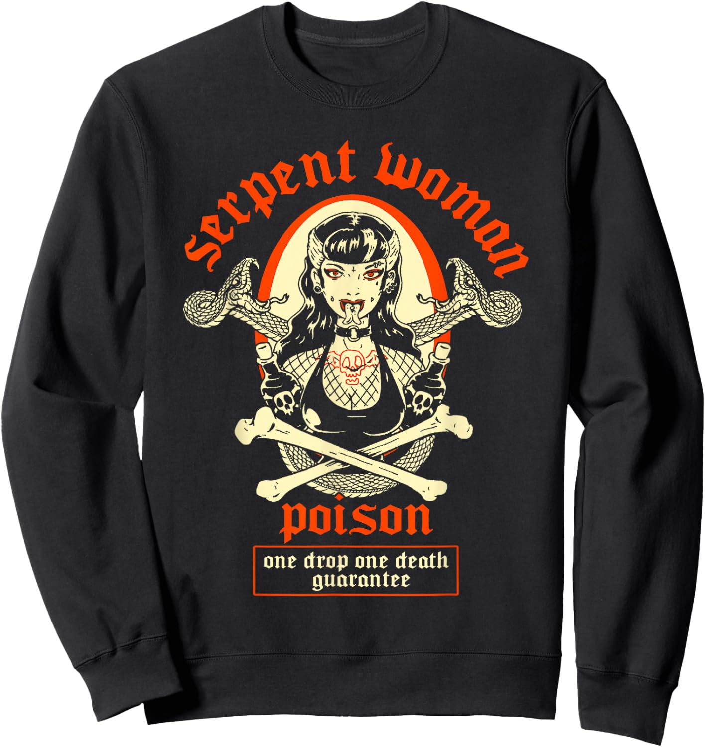 Serpent Woman Goth Girl Psychobilly Tattooed Pinup Poison Sweatshirt - Sweatshirt | Black