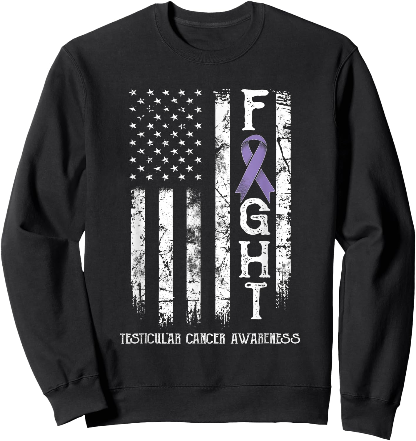Testicular Cancer Warrior US Flag Sweatshirt - Sweatshirt | Black