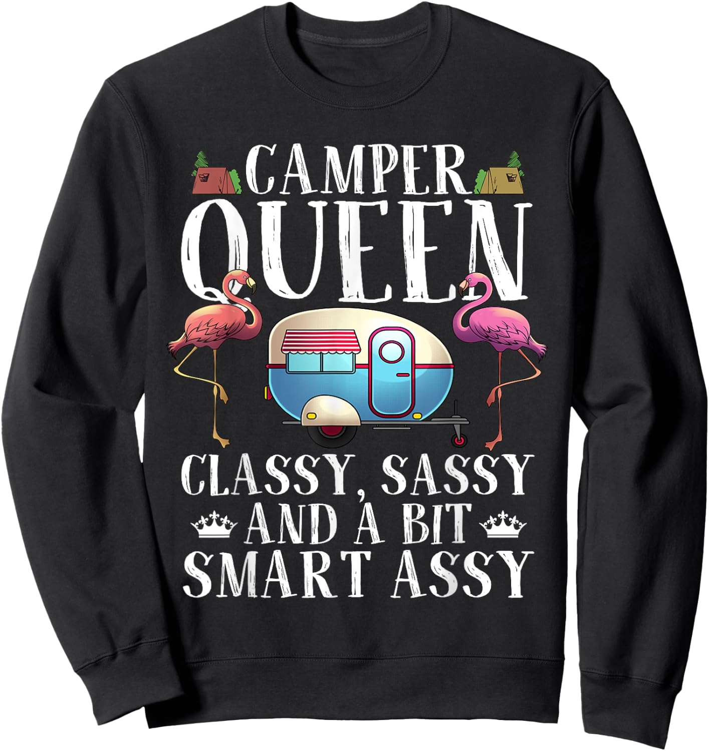 Funny Camper Queen Sassy Gift RV Camping Lovers Sweatshirt - Sweatshirt | Black