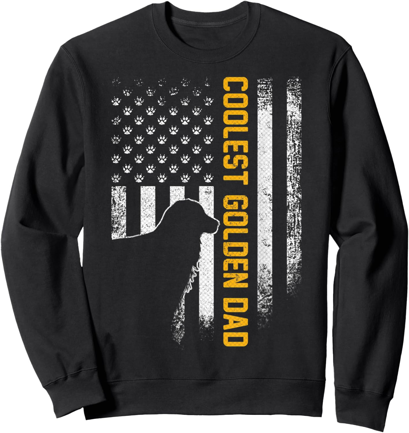 Vintage USA American Flag Coolest Golden Retriever Dad Funny Men Sweatshirt - Sweatshirt | Black