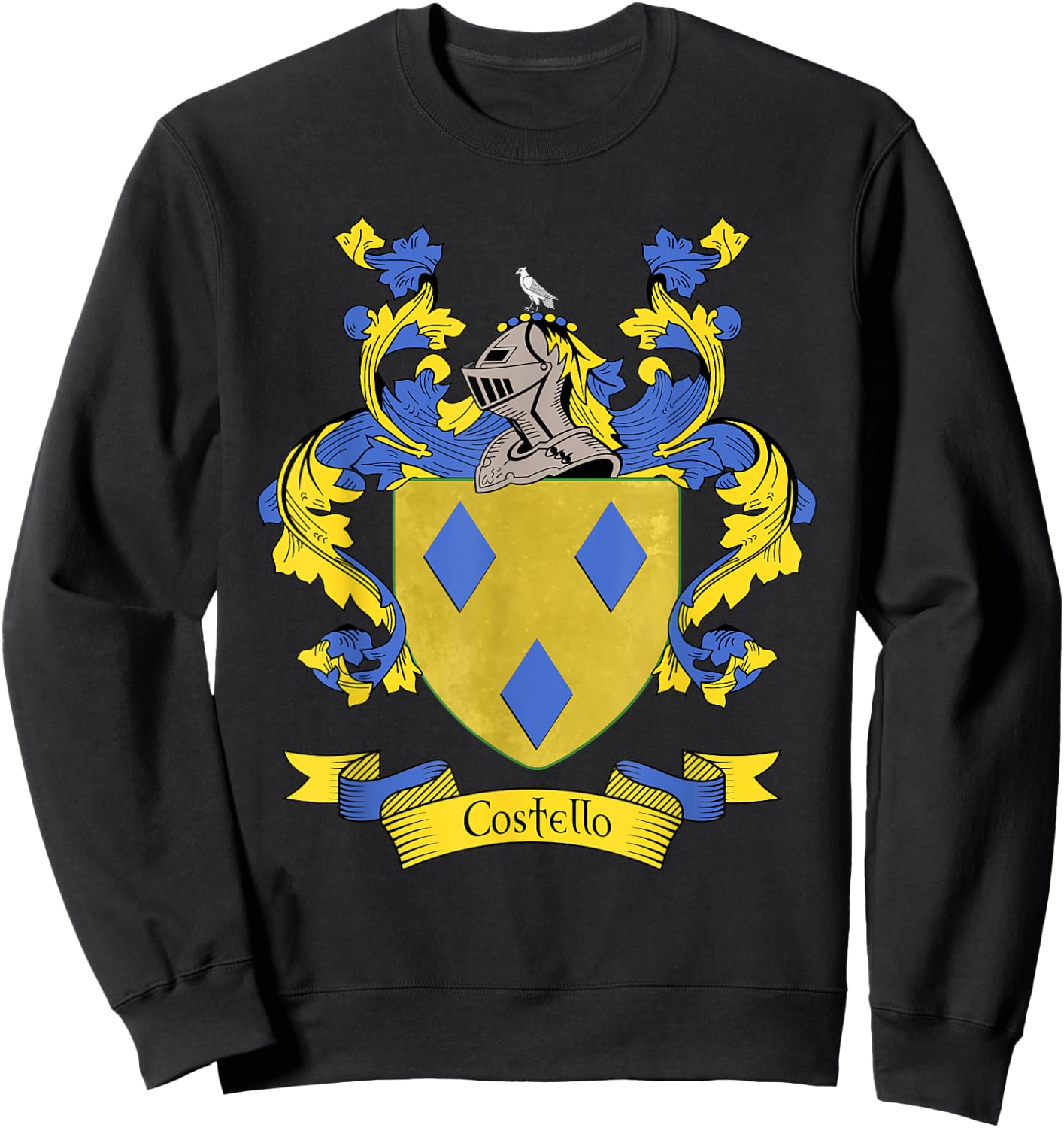 Costello Coat of Arms | Costello Surname Family Crest Sweatshirt - Sweatshirt | Black