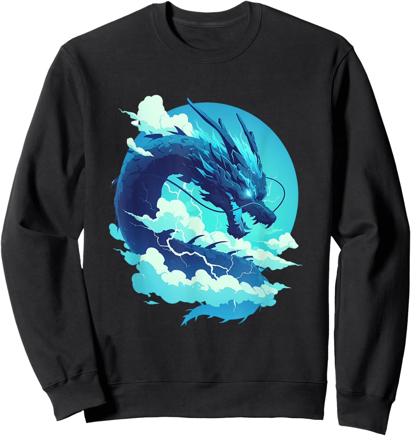 Sky Serpent: Blue Dragon of the Upper Realm Sweatshirt - Sweatshirt | Black
