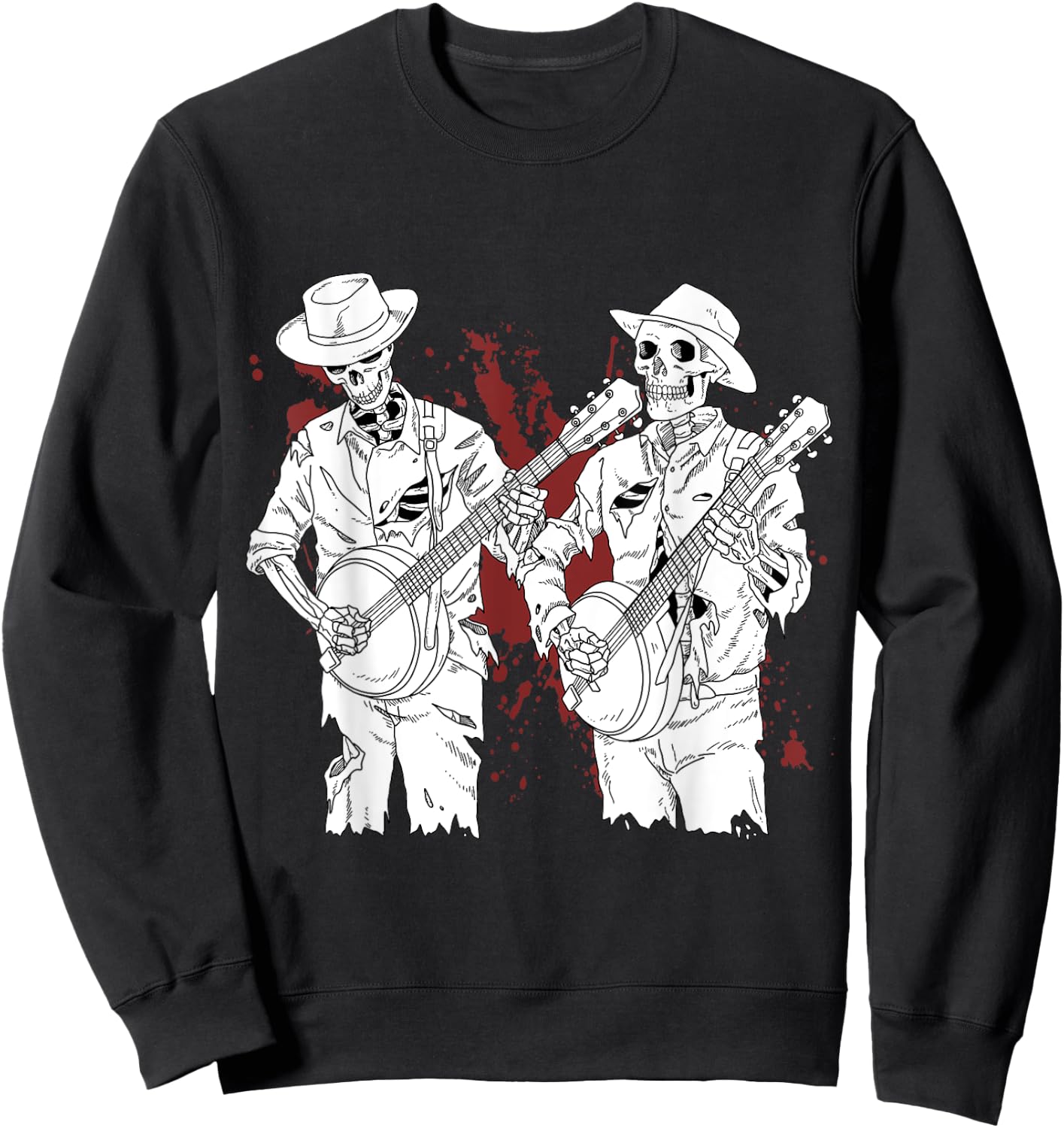 Banjo Scary Banjo Gifts Skeleton Bluegrass Sweatshirt - Sweatshirt | Black