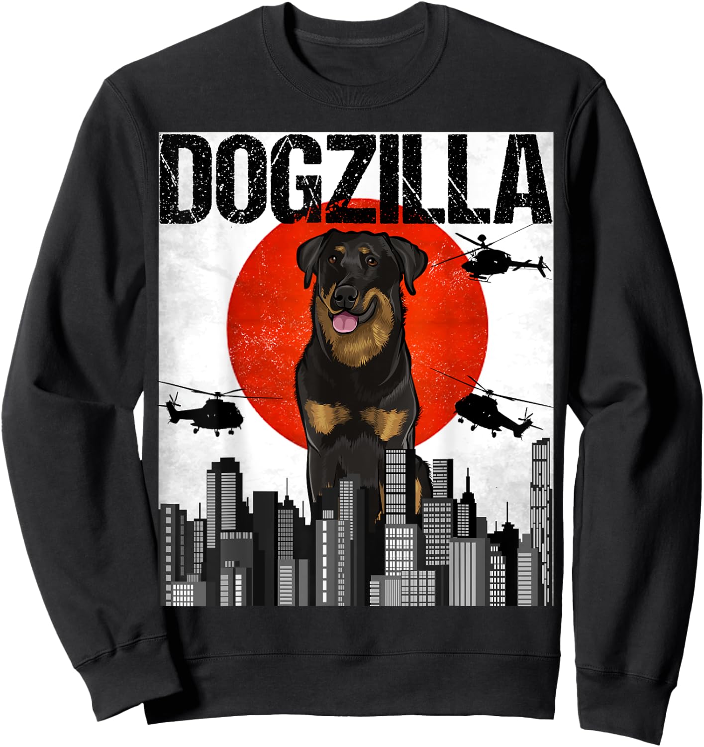 Funny Vintage Japanese Dogzilla Beauceron Sweatshirt - Sweatshirt | Black