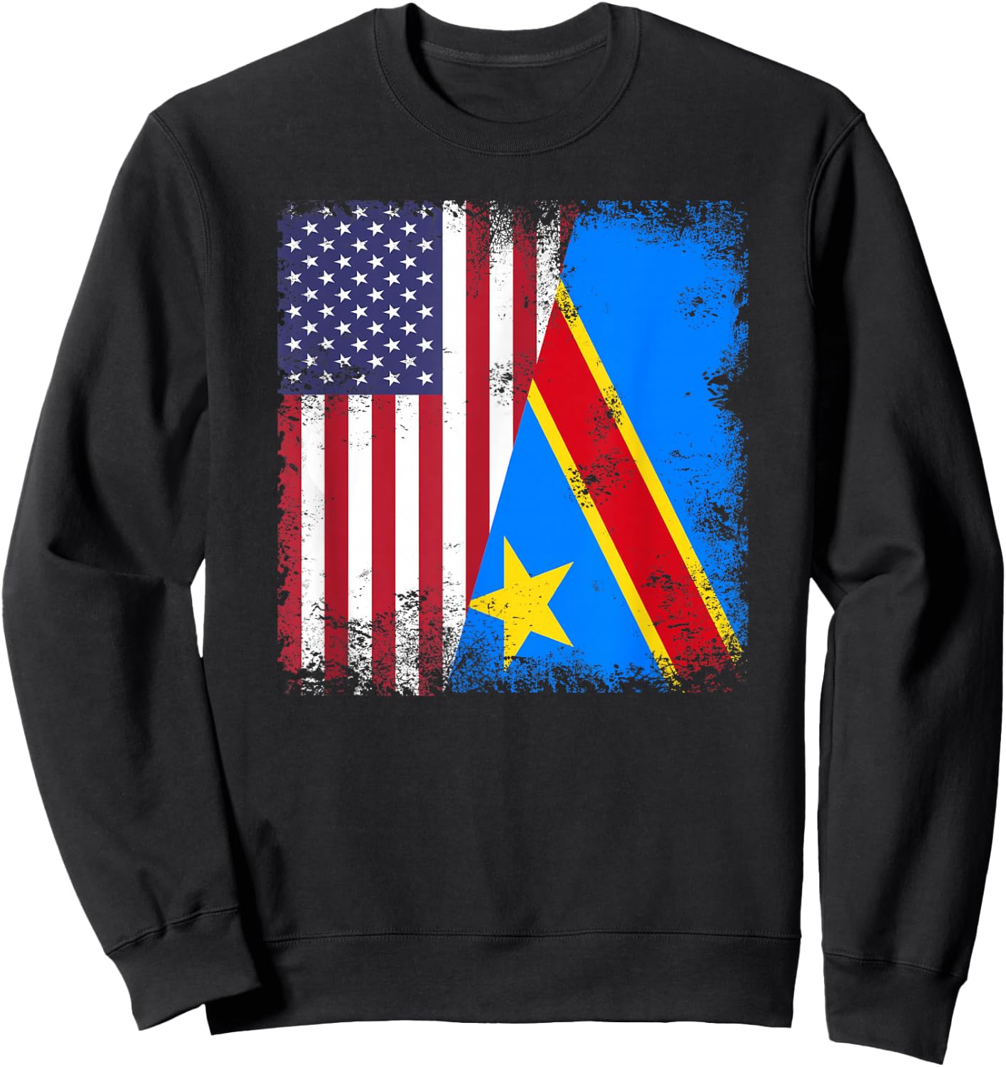 Half Congolese Flag | Vintage Congo USA Gift Sweatshirt - Sweatshirt | Black
