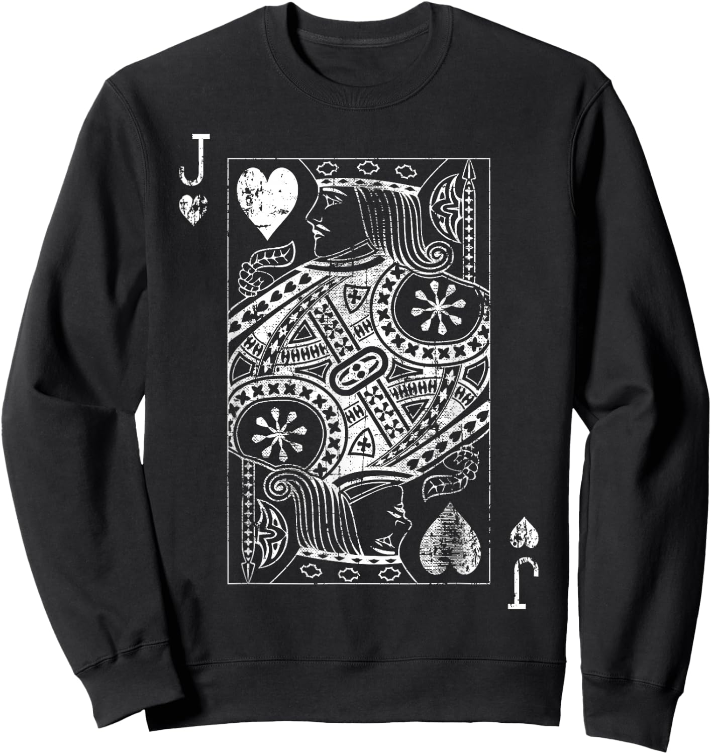 Jack Of Hearts Vintage Card Sweatshirt - Sweatshirt | Black