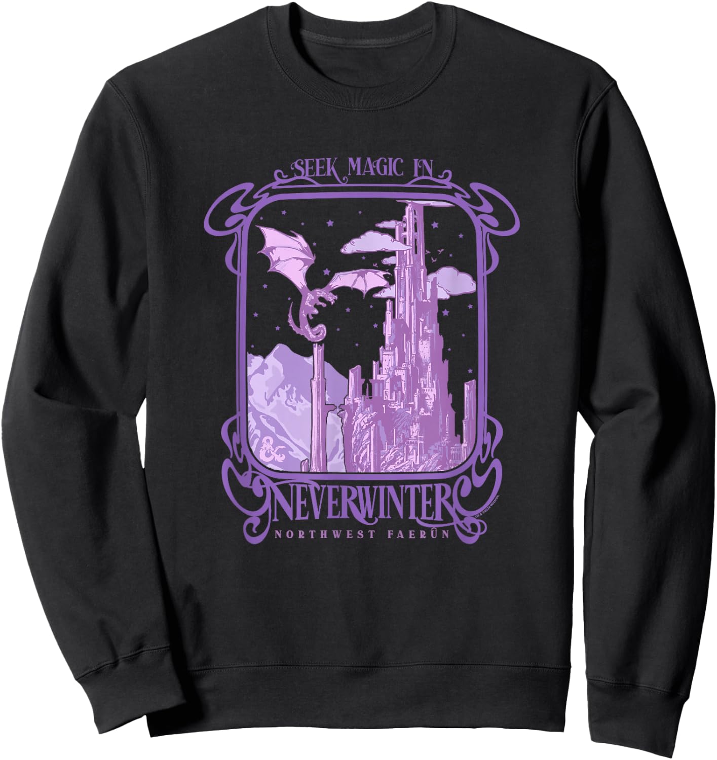 Dungeons & Dragons Seek Magic In Neverwinter Chest Poster V2 Sweatshirt - Sweatshirt | Black