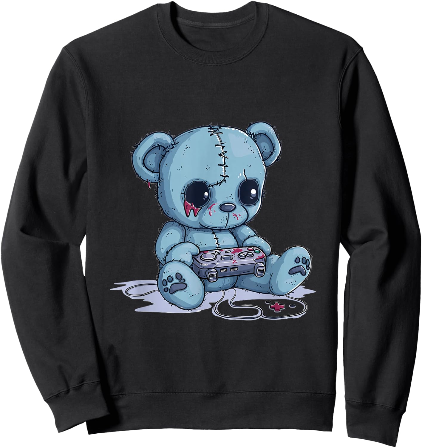 Goth Pastel Cute Creepy Kawaii Gamer Teddy Bear Gaming Sweatshirt - Sweatshirt | Black
