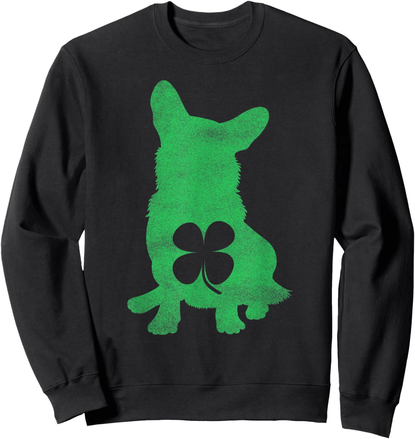 Corgi Dog Shamrock St. Patrick's Day Irish Saint Paddy's Sweatshirt - Sweatshirt | Black