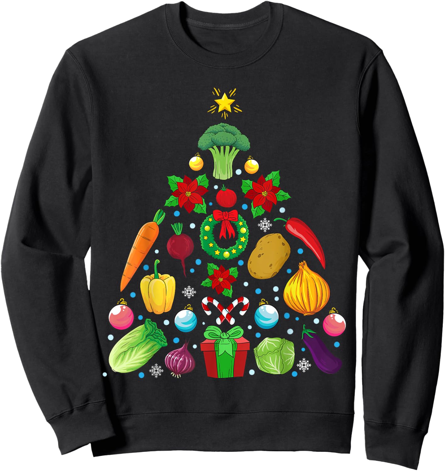 Vegetables Christmas Tree Vegan Gift Sweatshirt - Sweatshirt | Black
