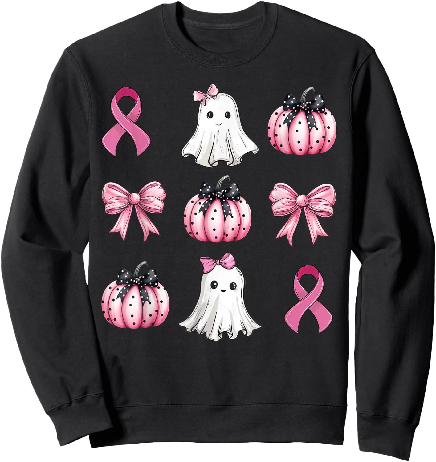 Breast Cancer Awareness Coquette Pink Pumpkin Ribbon Women's Sweatshirt - Sweatshirt | Black
