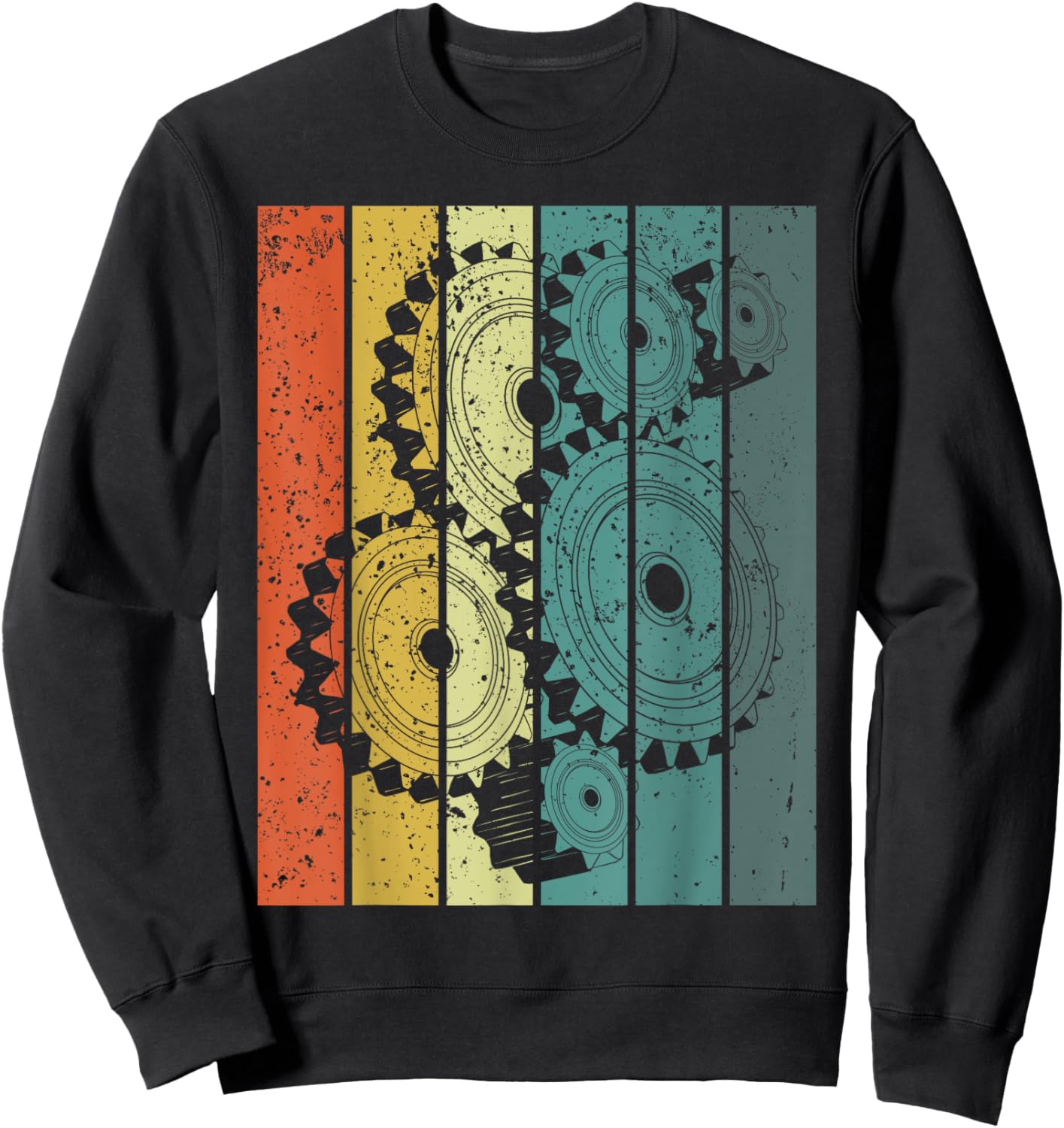 Mechanical Engineer Funny Retro Cogs Engineering Gear Sweatshirt - Sweatshirt | Black