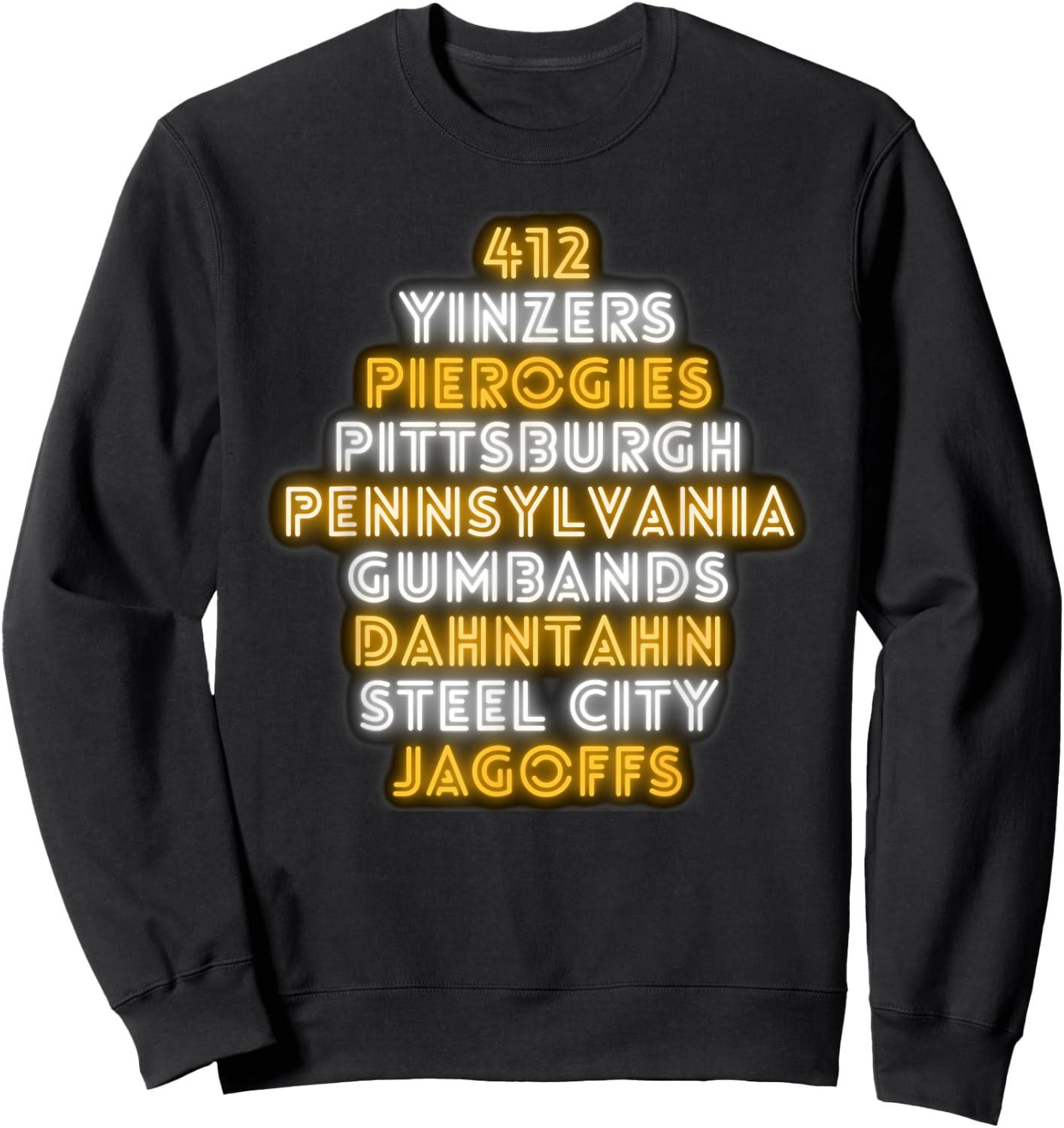 Pittsburgh 412 Jagoffs Yinzers Funny Retro Sweatshirt - Sweatshirt | Black