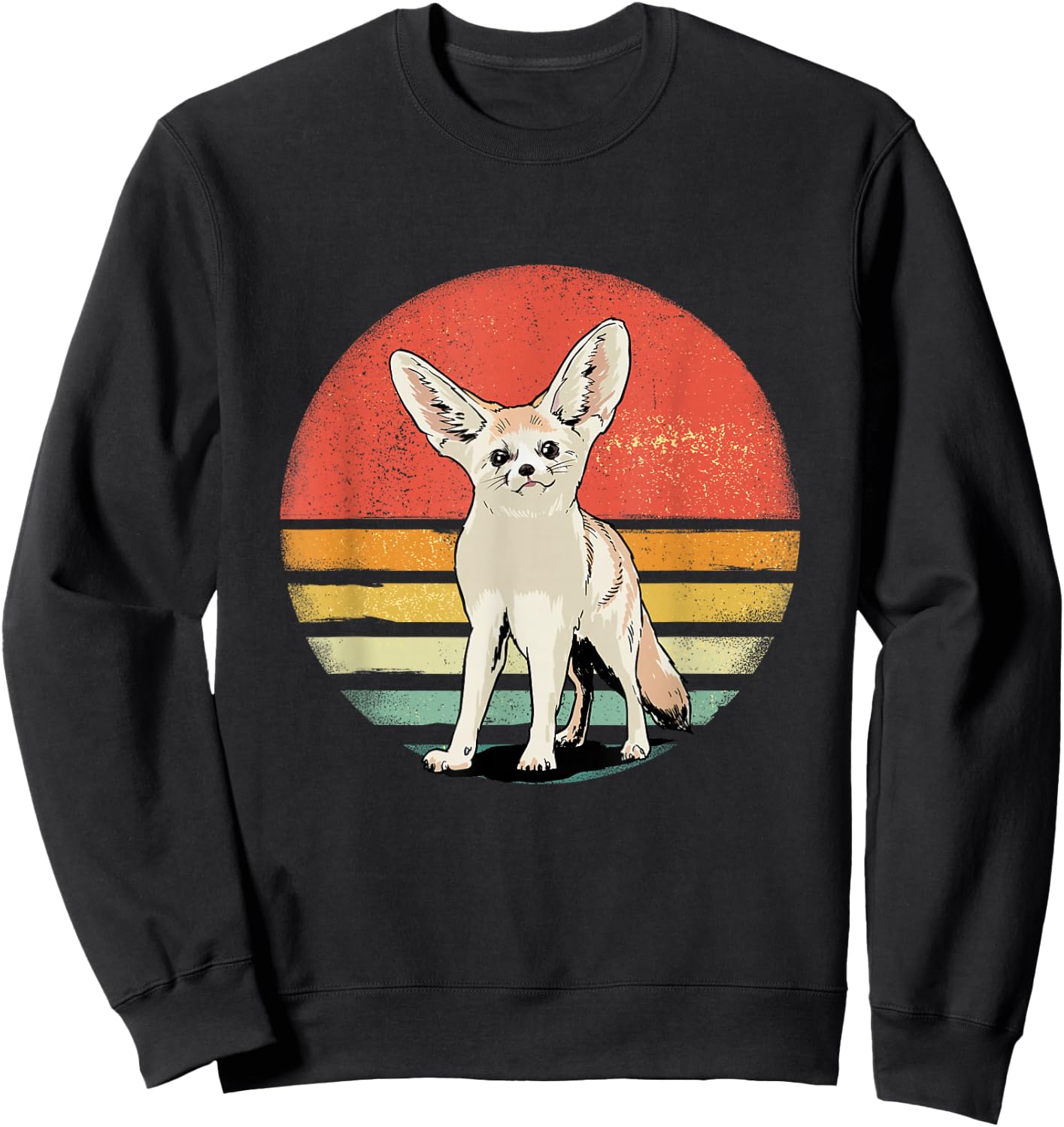 Fennec Fox Shirt Retro Style Animal Zoo African Animal Lover Sweatshirt - Sweatshirt | Black