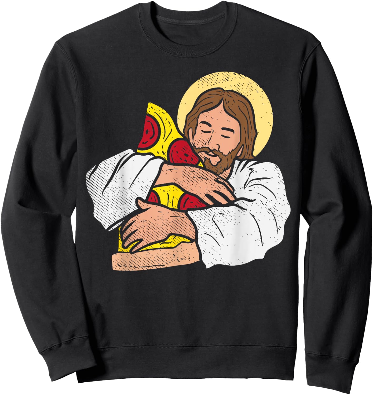 Food Lover Jesus Pizza Funny God Christ Snack Christian Gift Sweatshirt - Sweatshirt | Black