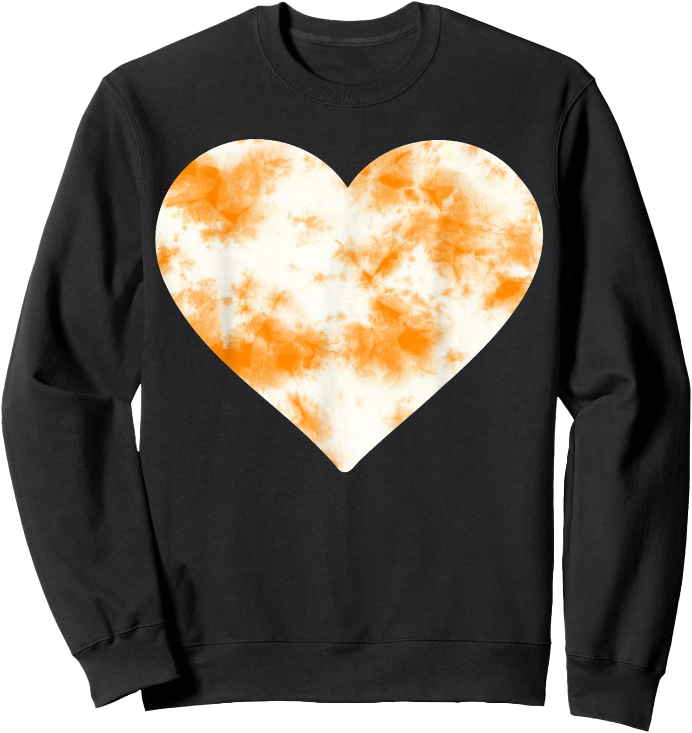 Heart Orange Tie Dye - Cute Valentines Day Graphic Sweatshirt - Sweatshirt | Black