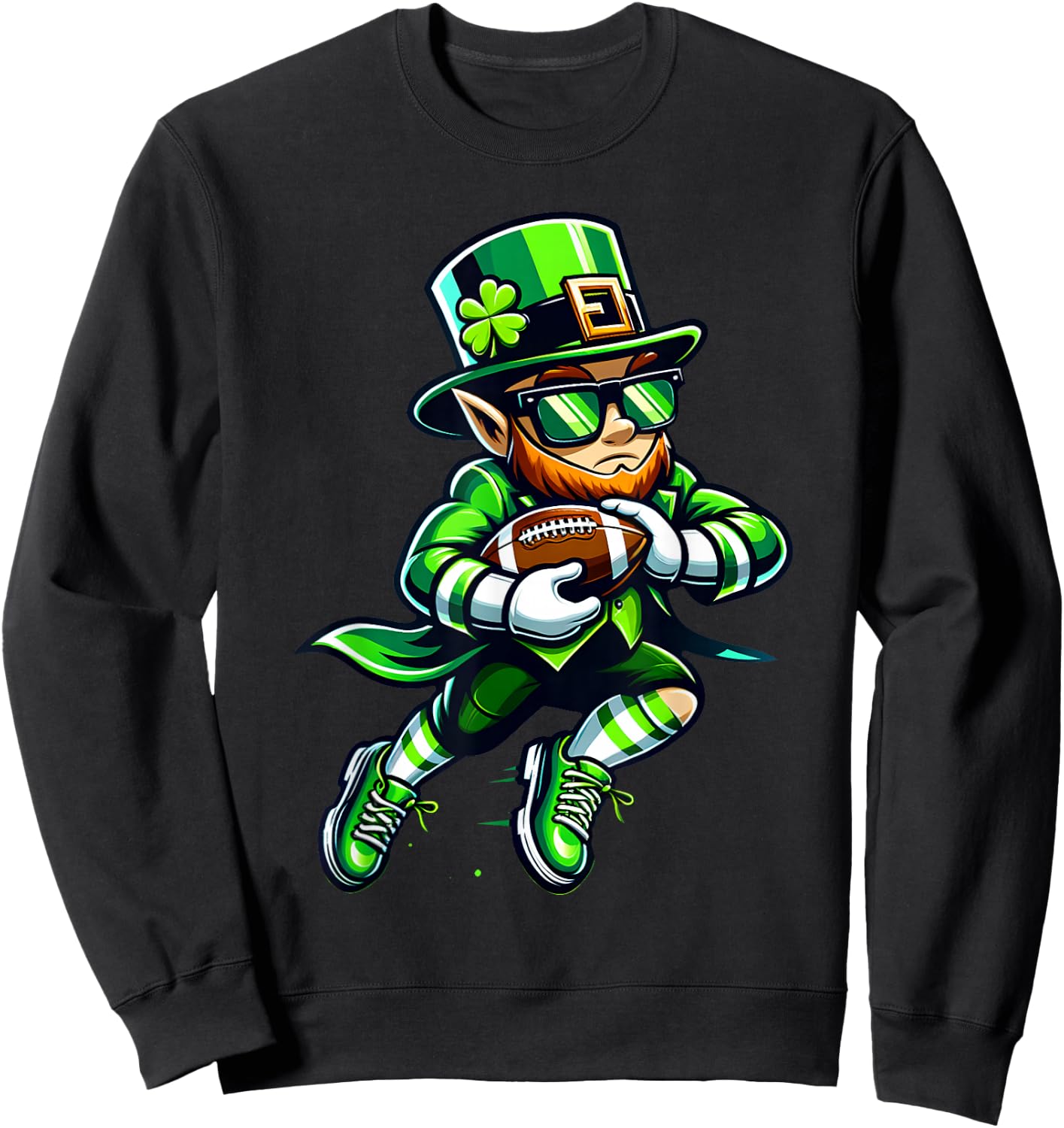 Leprechaun Playing Football St Patricks Day Sport Boys Sweatshirt - Sweatshirt | Black