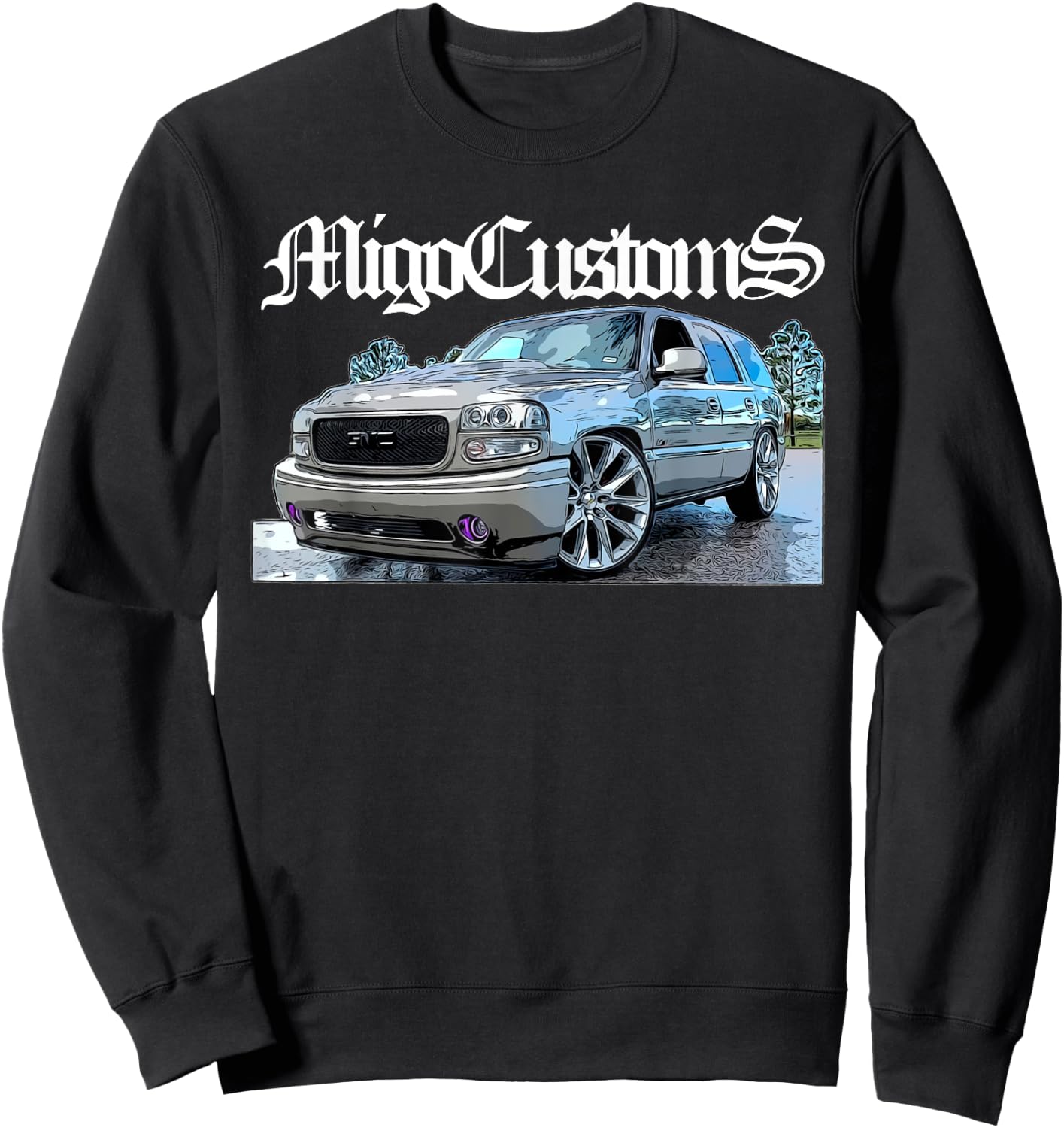 Custom Lowered Yukon, Tahoe SUV Trucks Sweatshirt - Sweatshirt | Black