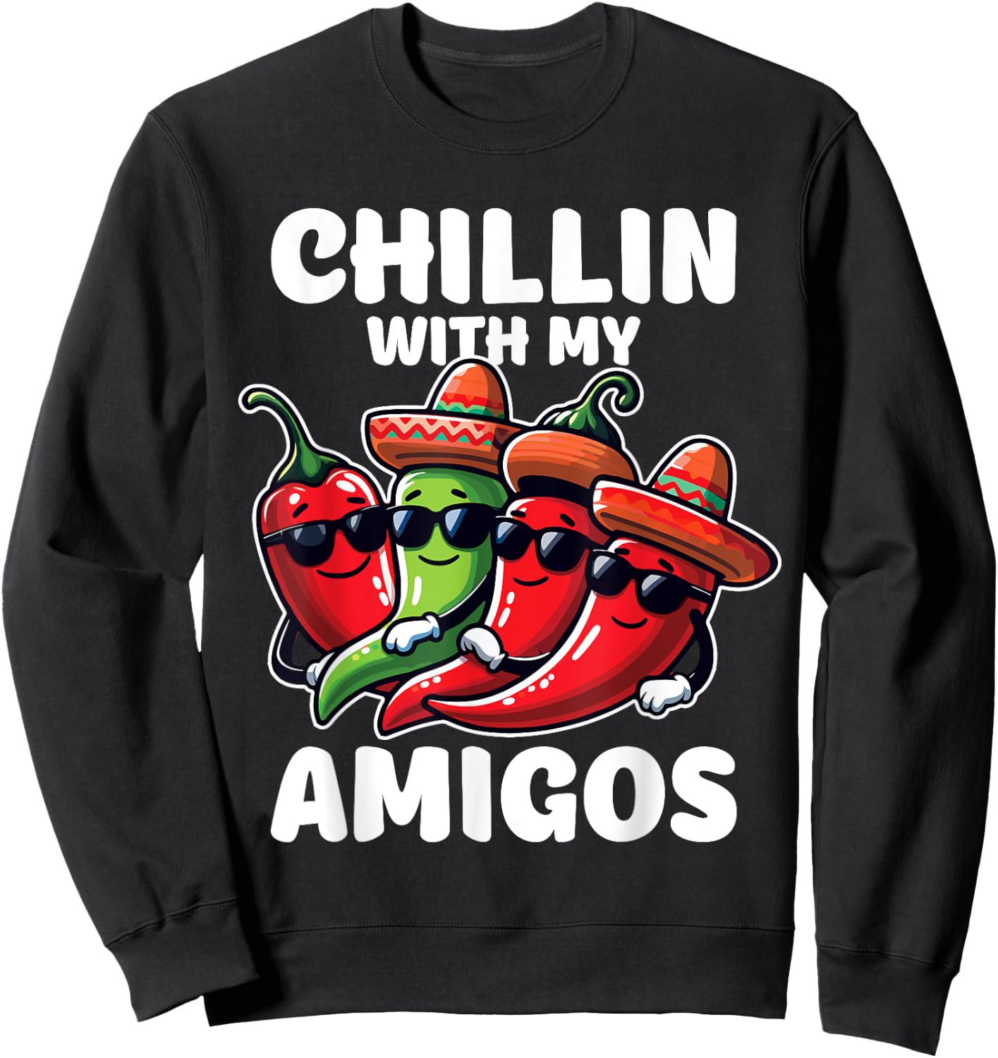 Green And Red Chilli Hot Pepper Cinco de Mayo Funny Chilli Sweatshirt - Sweatshirt | Black