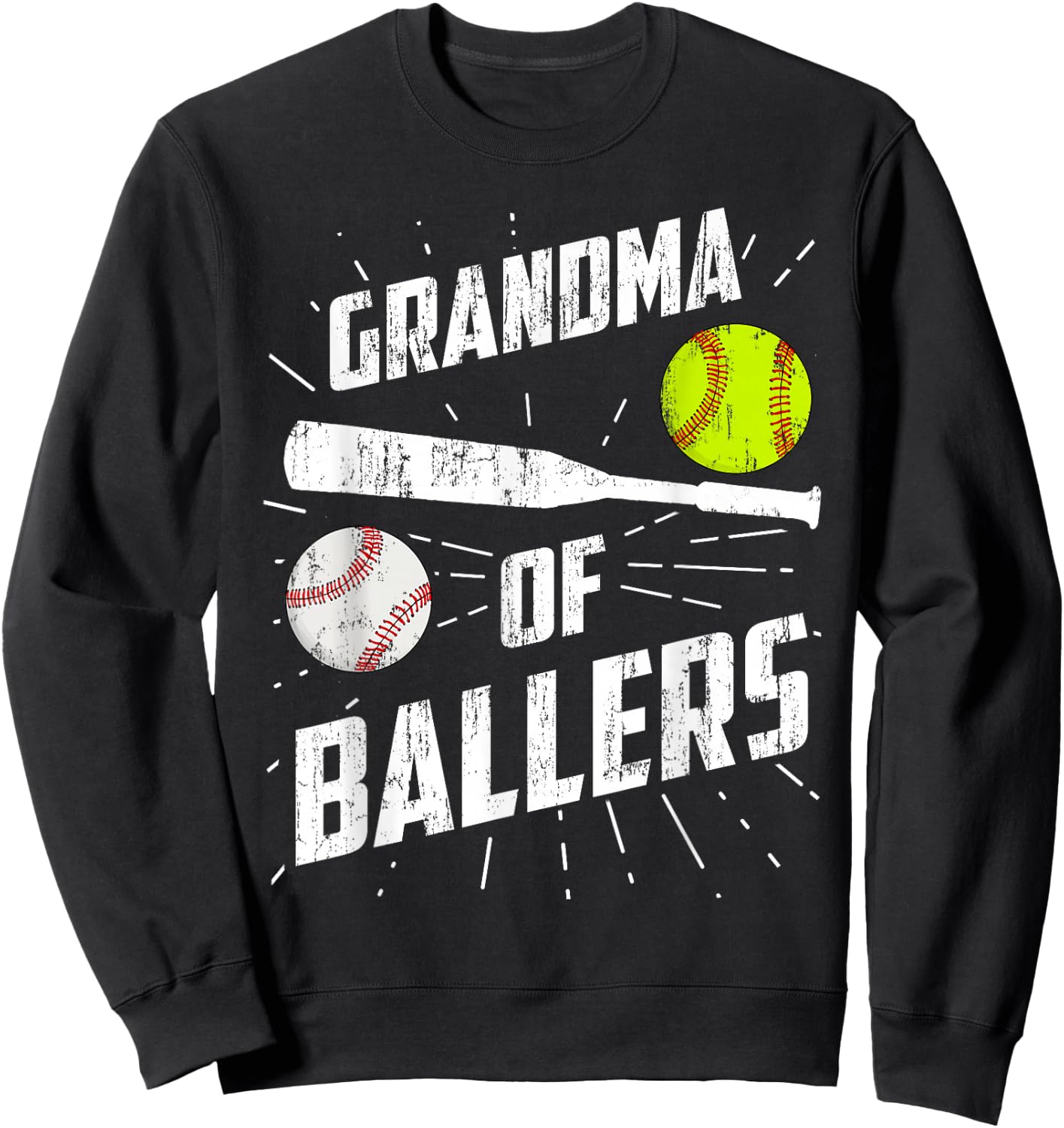 Grandma Of Ballers Funny Baseball Softball Mothers Day Gift Sweatshirt - Sweatshirt | Black