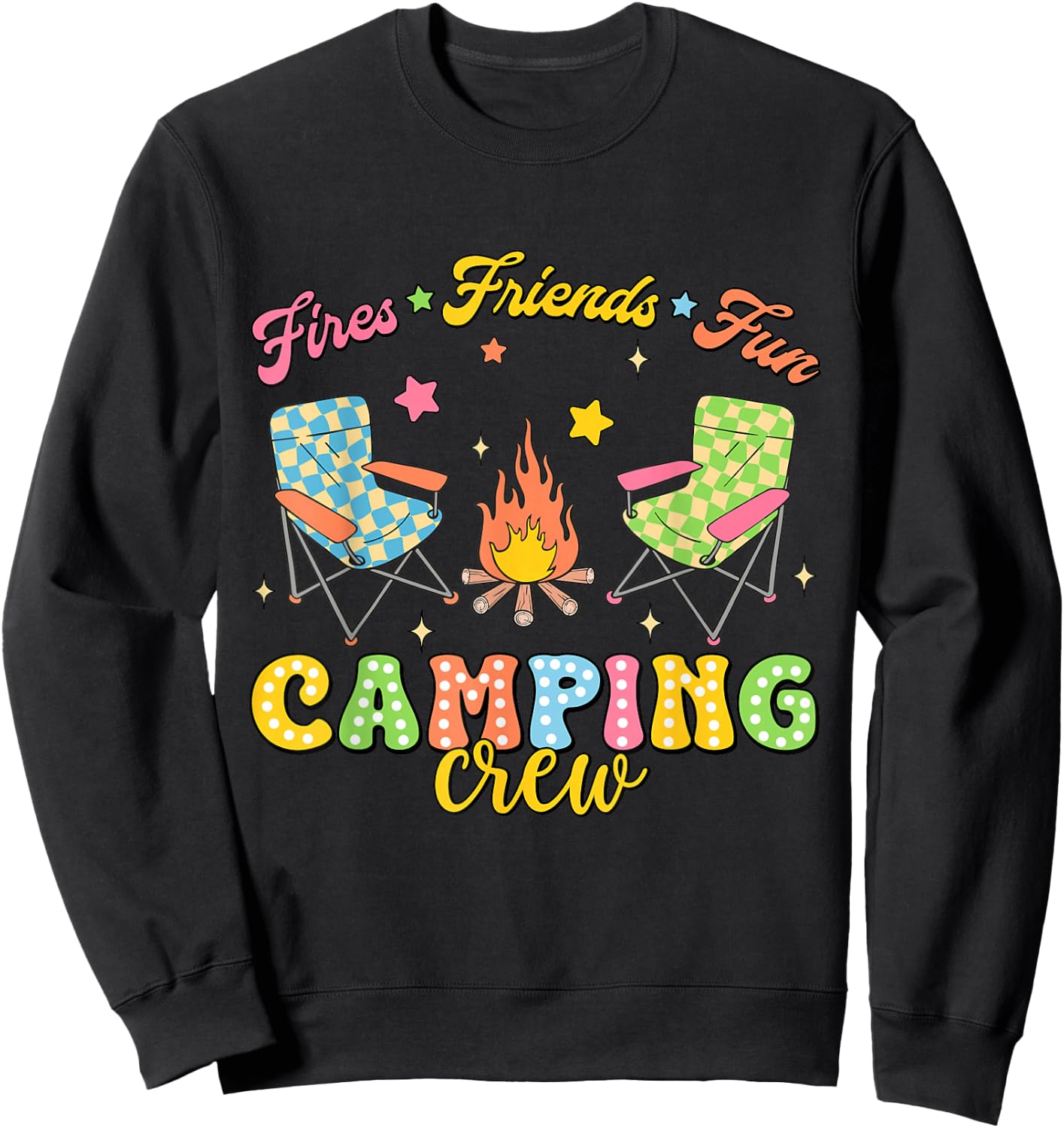 Camping Crew Family Friends Girls Kids Summer Vibes Camper Sweatshirt - Sweatshirt | Black